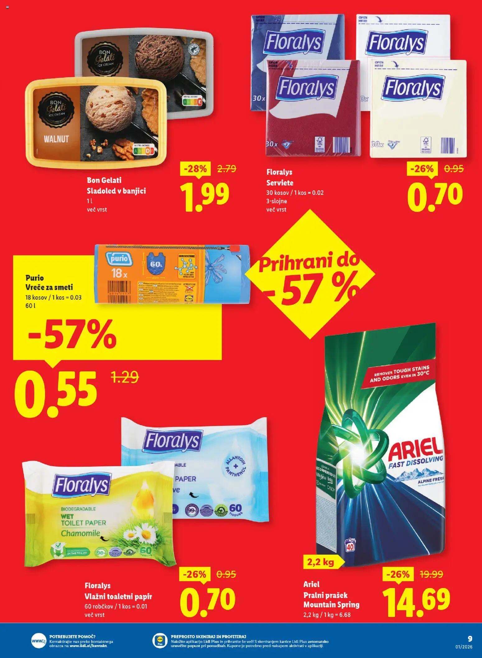 Novi Lidl katalog ponudbe – veljaven od 30.12.2025 | Stran: 13 | Izdelki: Vreče za smeti, Pralni prašek, Toaletni papir, Kos