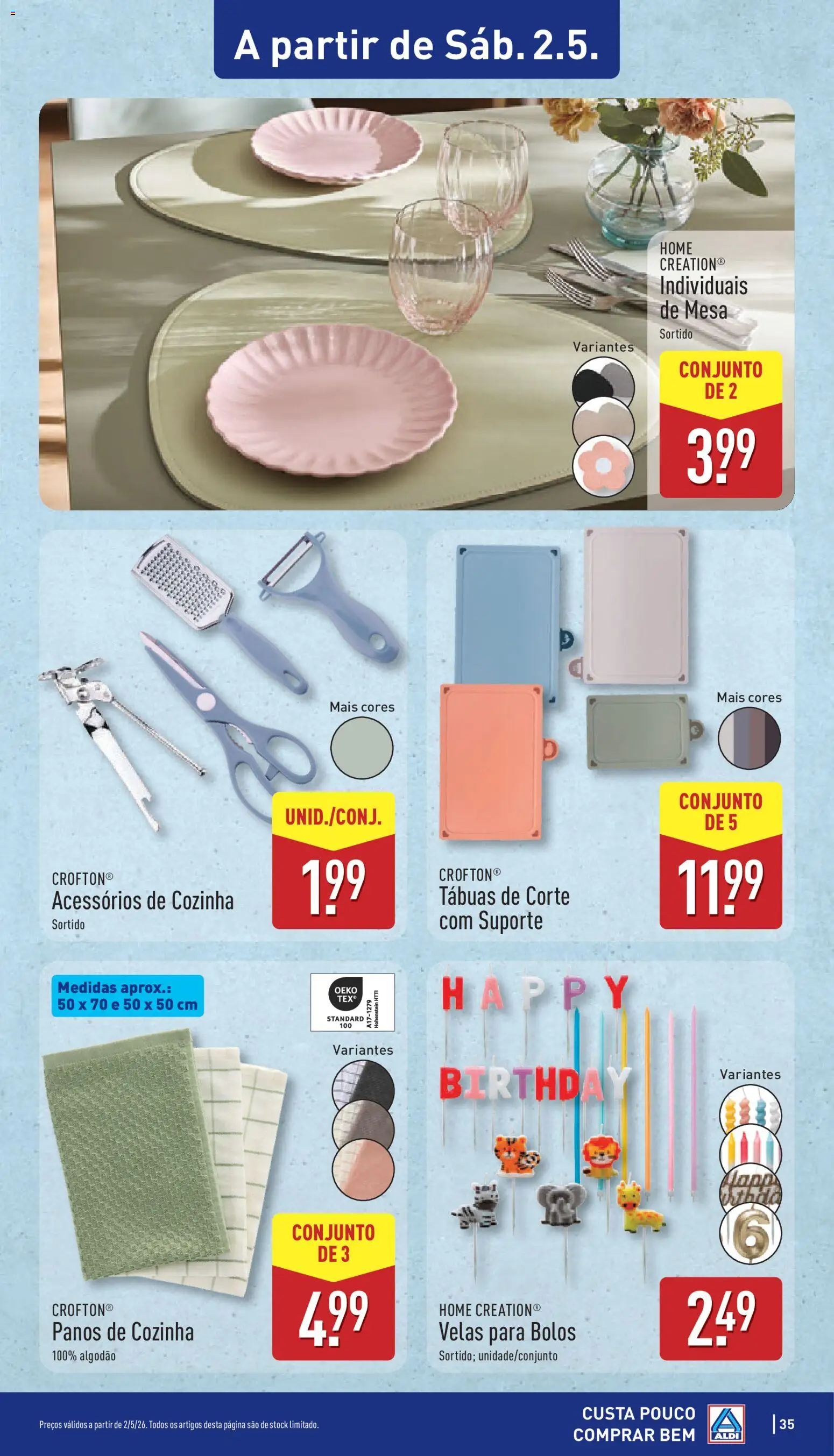 Aldi folheto │ válido de 27.04.2026 | Página: 35 | Produtos: Algodão, Mesa, Velas