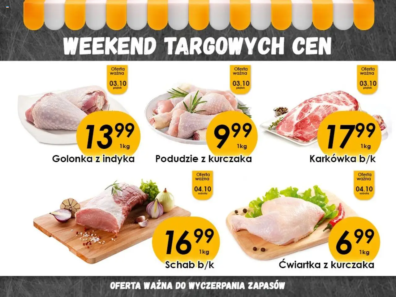 Piotruś Pan promocje - Weekend targowych cen od 02.10.2025 | Strona: 2 | Produkty: Karkówka, Schab, Podudzie z kurczaka, Ćwiartka z kurczaka