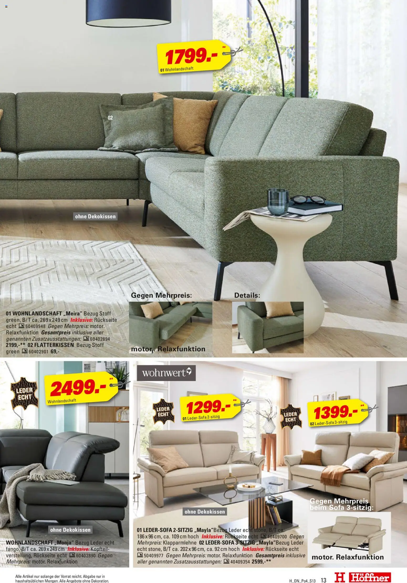 Höffner Prospekt 	 – gültig ab 28.10.2025 | Seite: 13 | Produkte: Wohnlandschaft, Ledersofa, Sofa