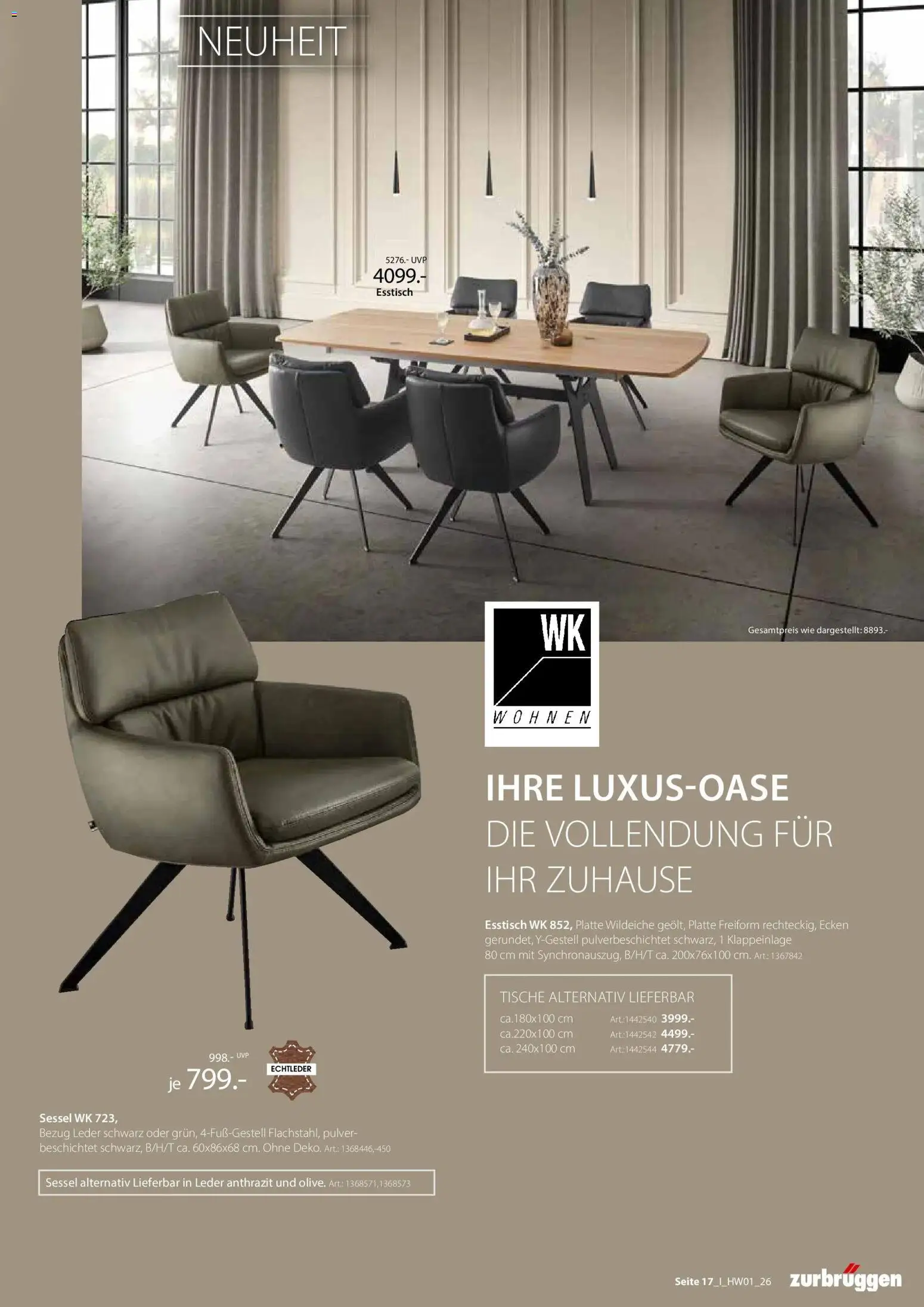 Zurbrüggen Ihr Einrichtungshaus der Extraklasse – gültig ab 27.03.2026 | Seite: 17 | Produkte: Esstisch, Sessel
