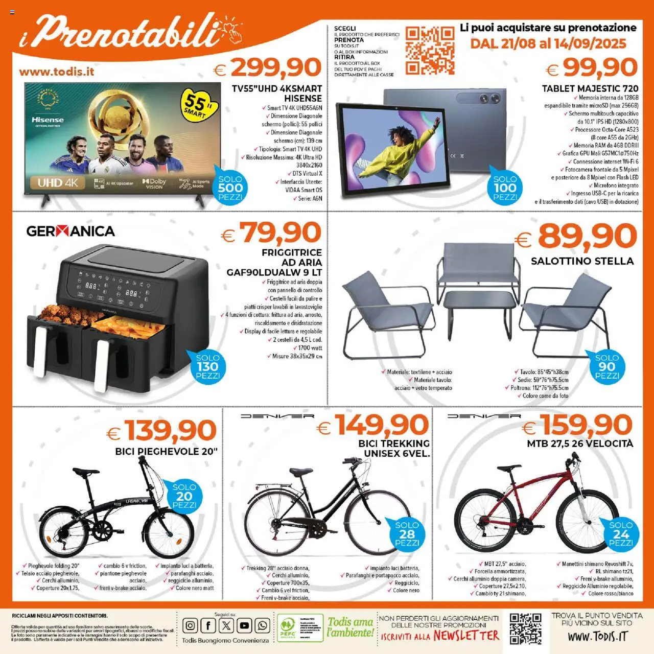 Volantino Todis del 21.08.2025 | Pagina: 24 | Prodotti: Schermo, Friggitrice ad aria, Microfono, Tavolo