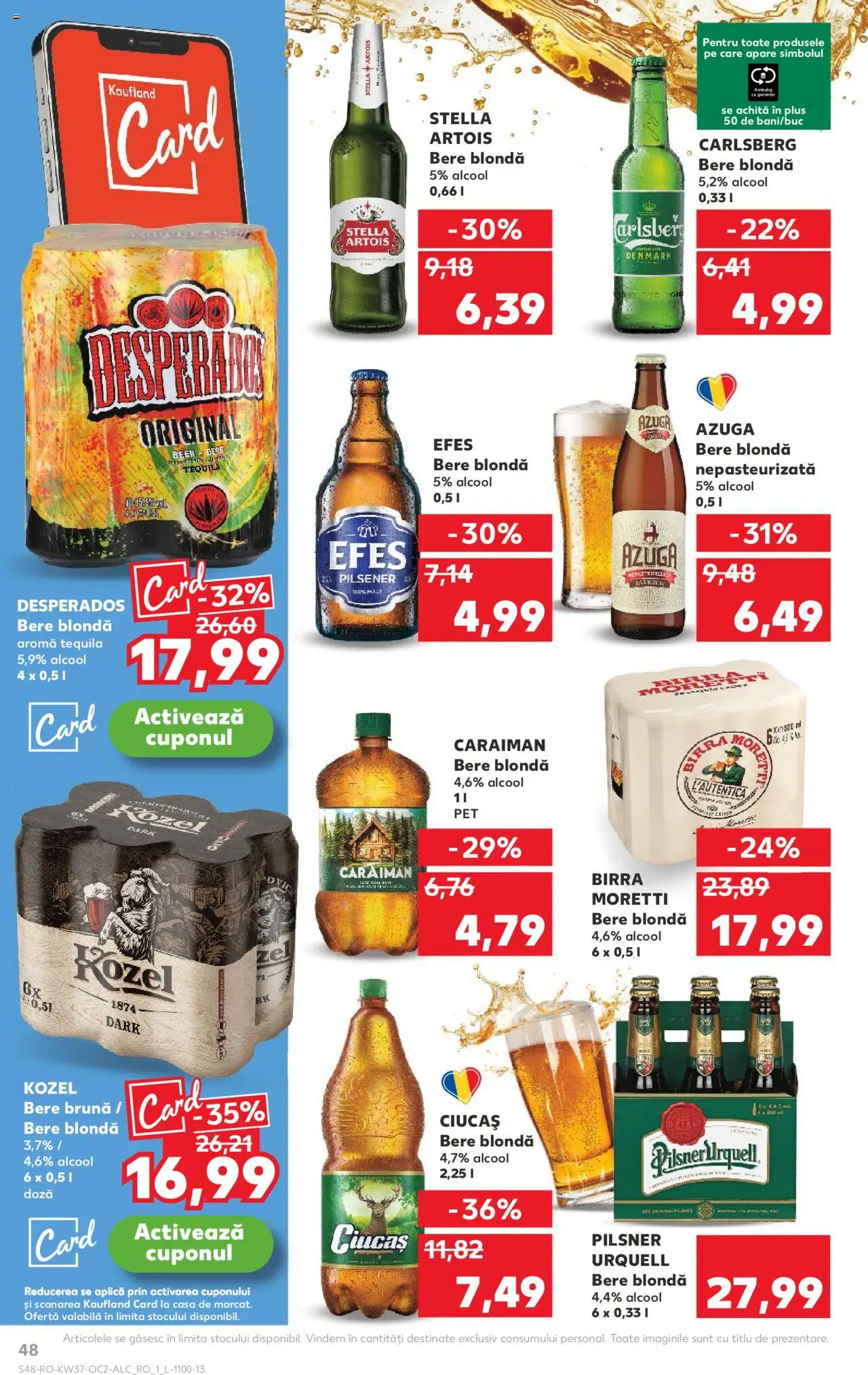 Kaufland RO akciós ujság - amely érvényes a következő dátumtól: 10.09.2025 | Oldal: 48 | Termékek: Pilsner urquell, Tequila, Stella artois