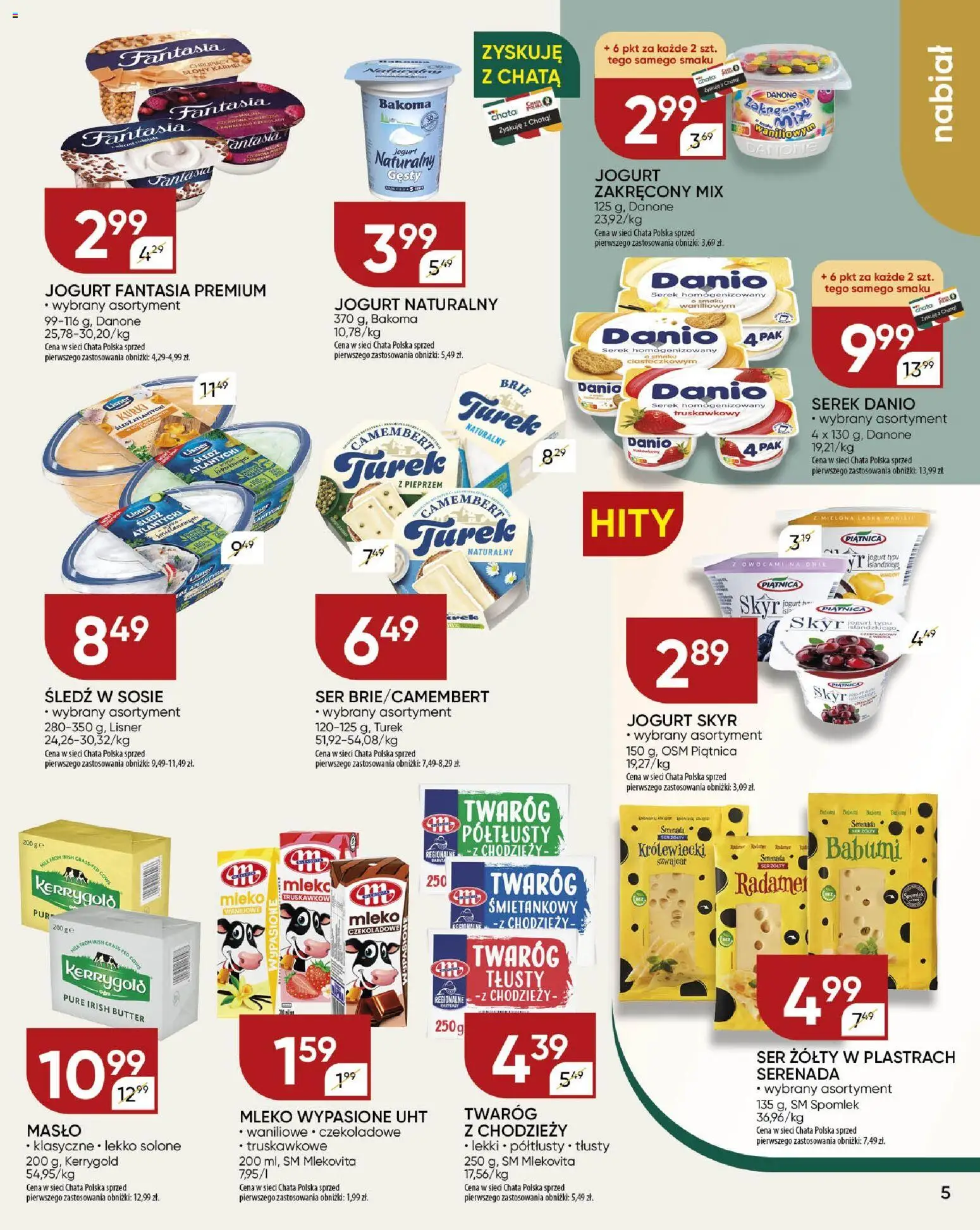 Chata Polska Gazetka od 20.11.2025 | Strona: 5 | Produkty: Twaróg półtłusty, Jogurt naturalny, Camembert, Ser
