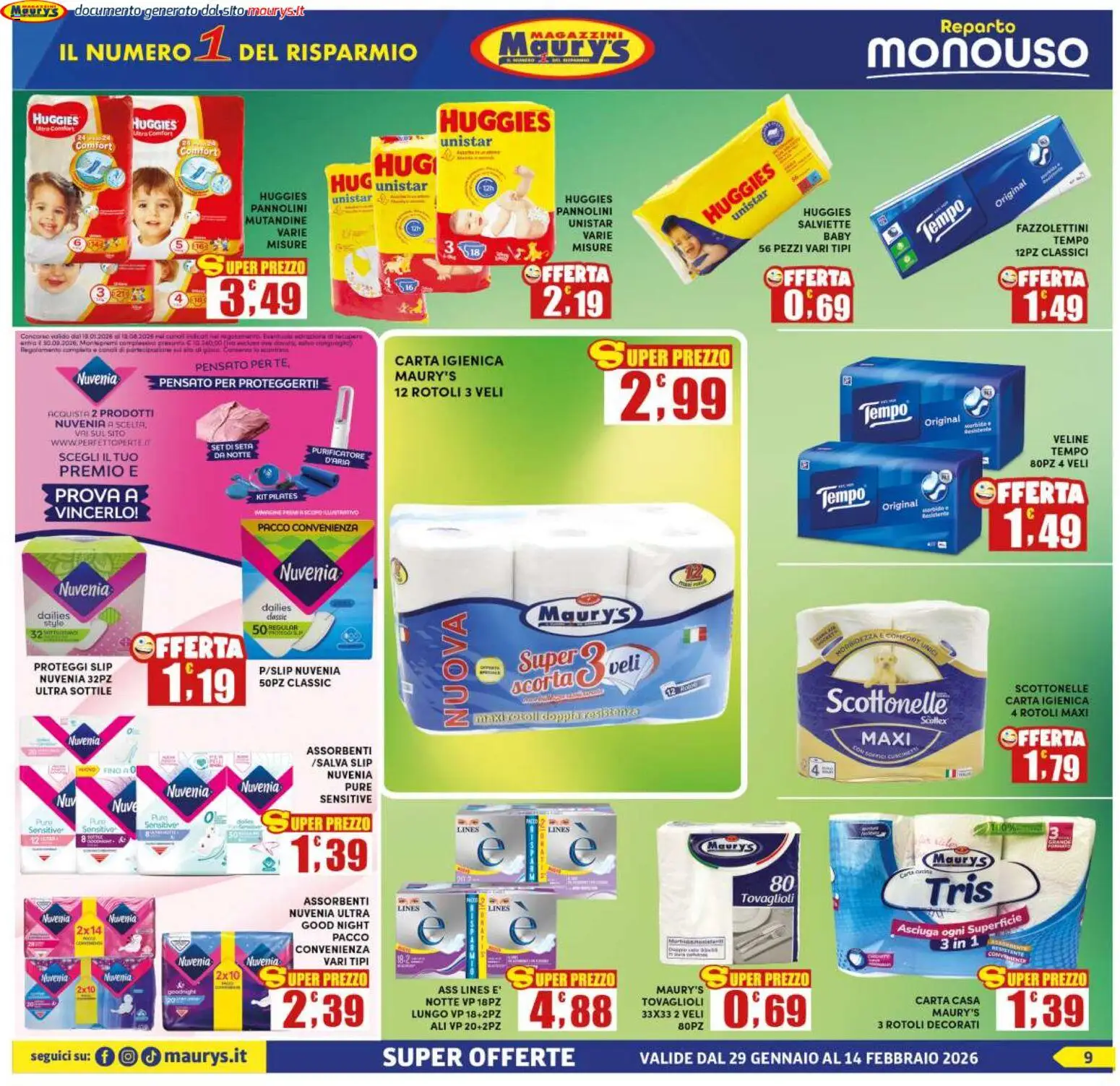 Volantino Maury's del 29.01.2026 | Pagina: 9 | Prodotti: Proteggi slip, Veline, Mutandine, Slip