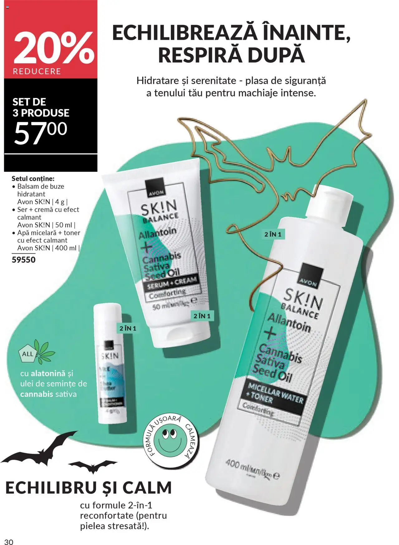 Noul catalog Avon – valabil de la 14.10.2025 | Pagină: 30 | Produse: Toner, Balsam, Cremă, Apă