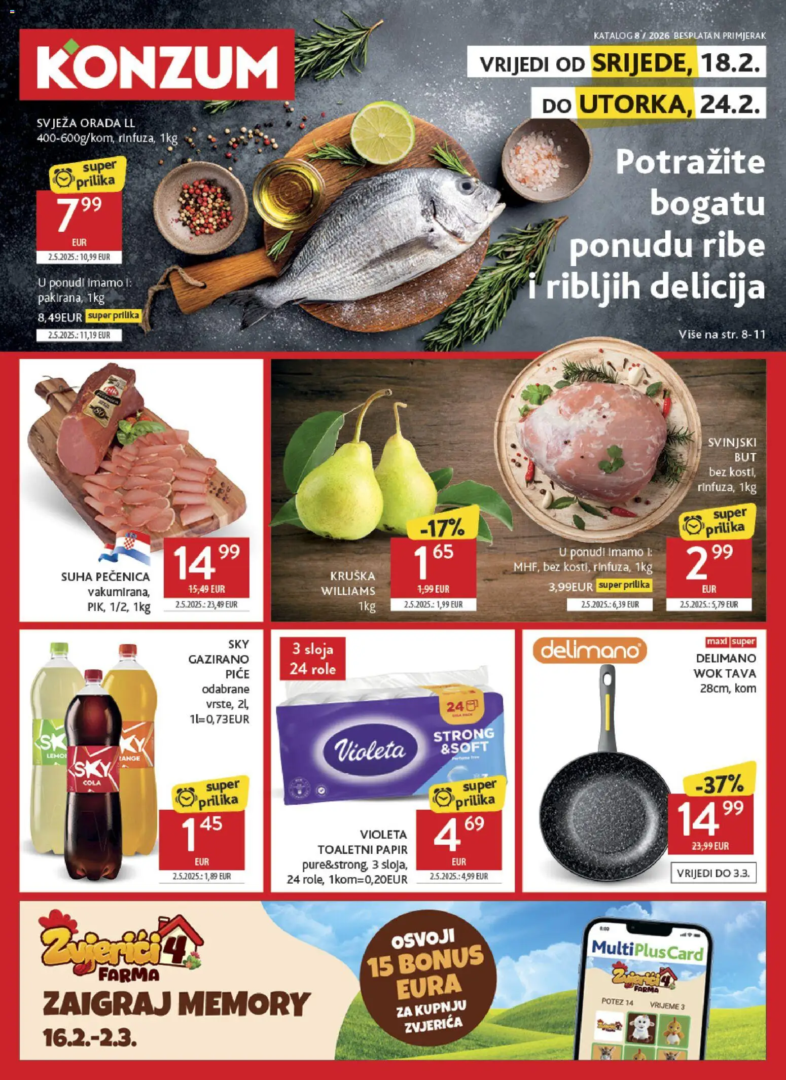 Konzum HR akciós ujság - amely érvényes a következő dátumtól: 18.02.2026 | Oldal: 1 | Termékek: Cola