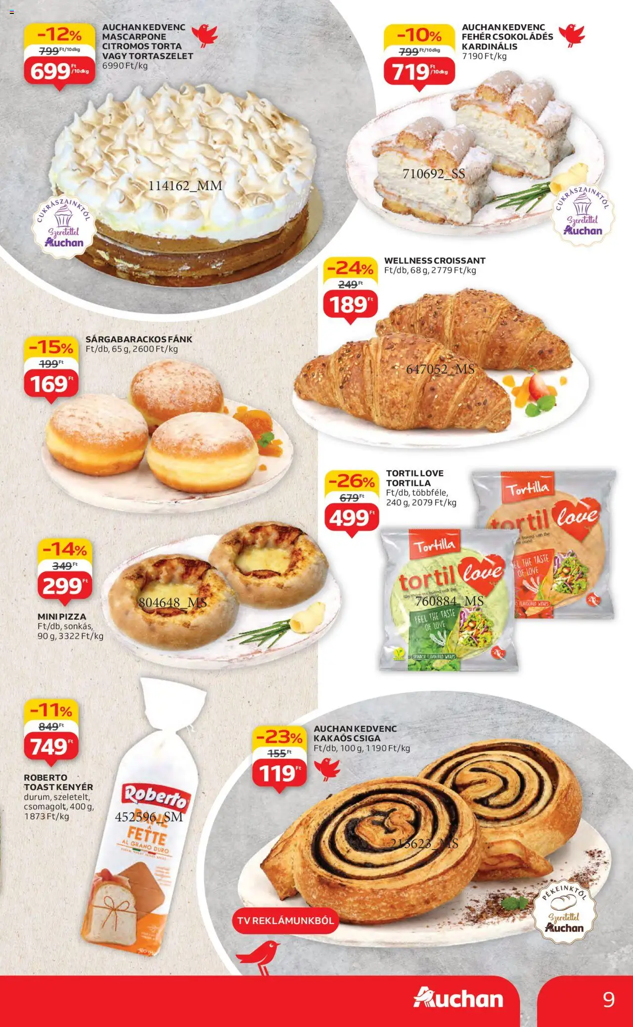 Auchan akciós ujság - amely érvényes a következő dátumtól: 19.06.2025 | Oldal: 9 | Termékek: Fánk, TV, Mascarpone, Kenyér