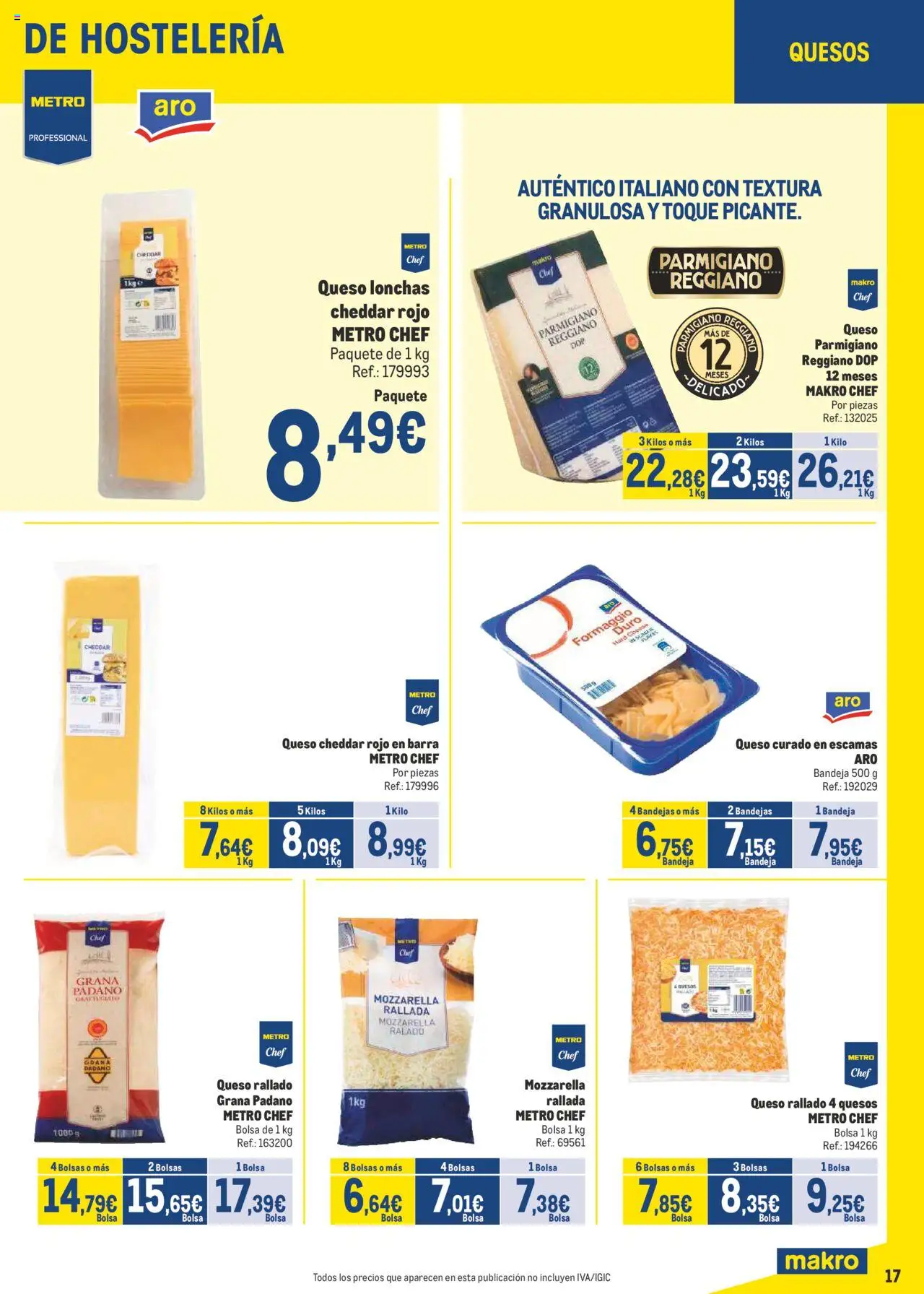 Makro - Precios Norte II │ válido desde el 01.09.2025 | Página: 17 | Productos: Queso, Queso rallado, Bolsa, Bandeja