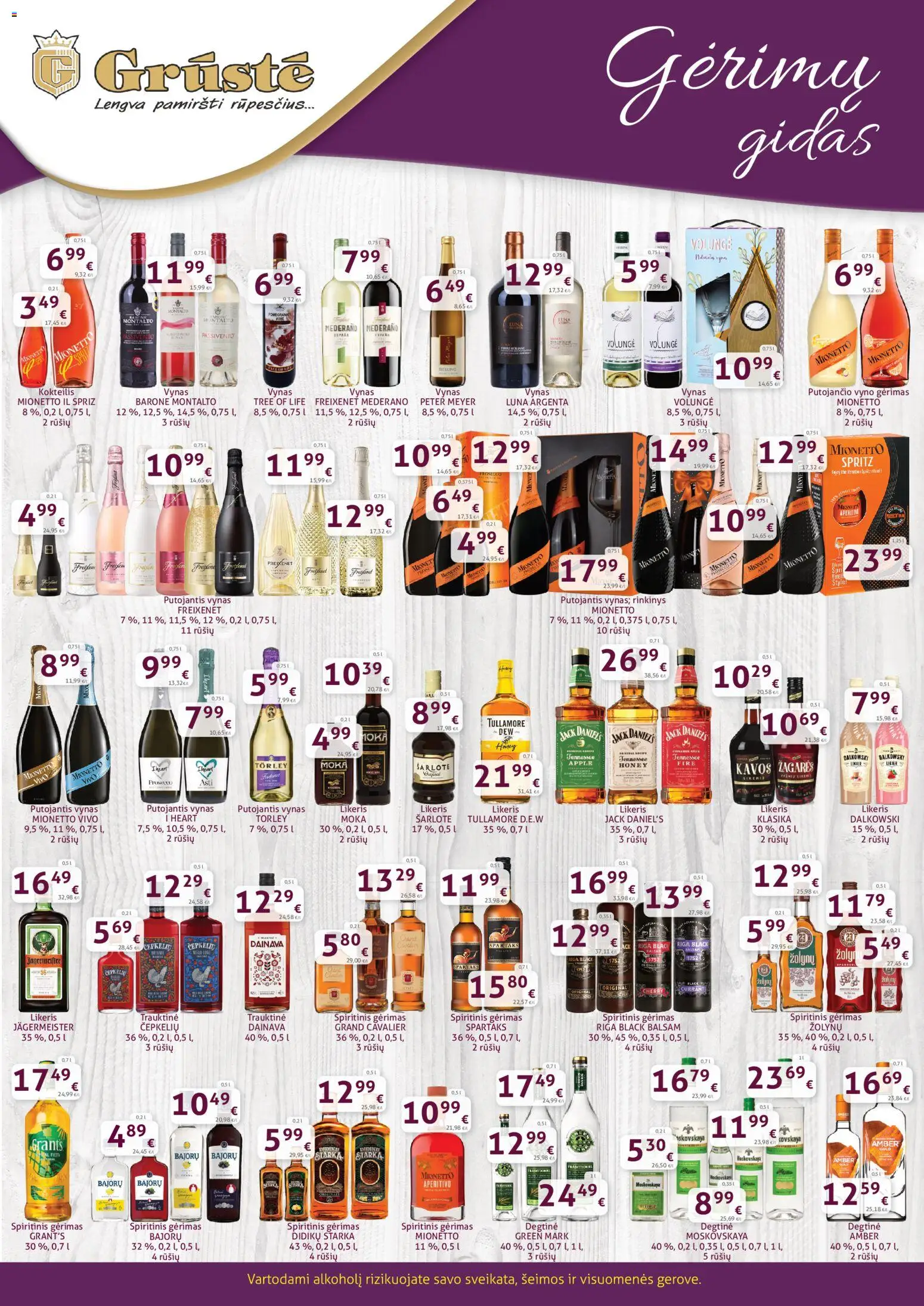 GRUSTE akcijos nuo 21.01.2026 | Puslapis: 1 | Prekių: Degtinė, Vynas