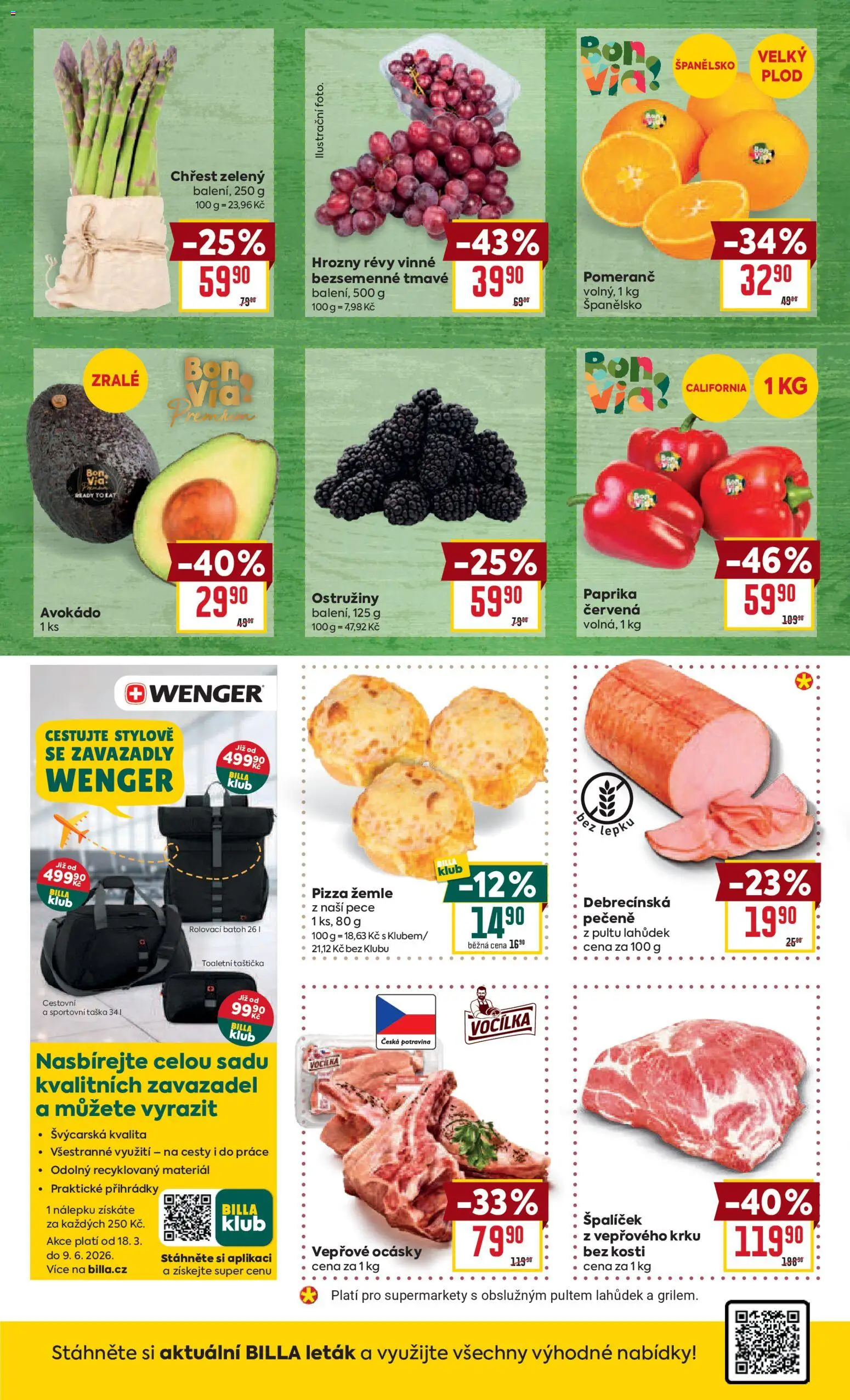 Billa Malý leták od 22.04.2026 | Strana: 2 | Produkty: Taška, Wenger, Chřest, Hrozny