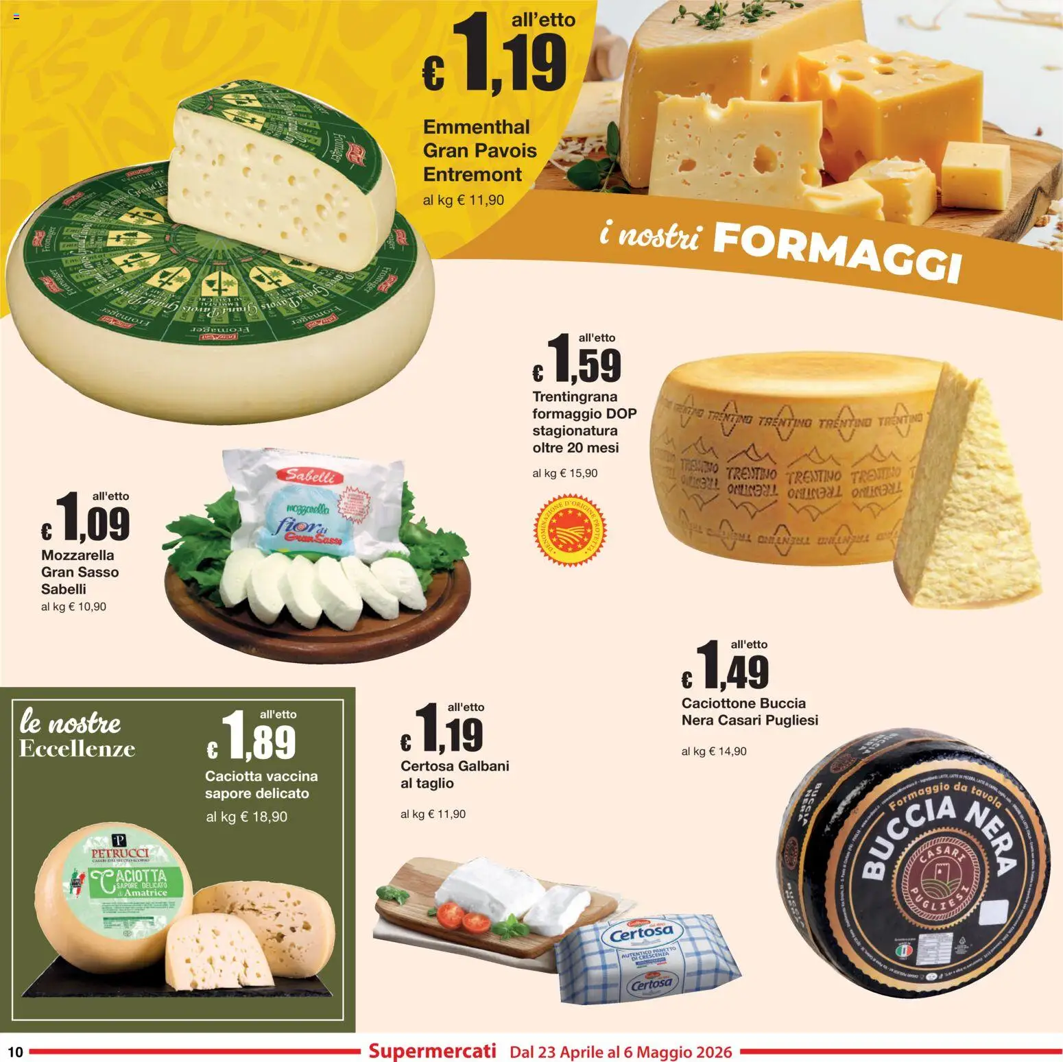 Volantino Sì con Te del 23.04.2026 | Pagina: 10 | Prodotti: Mozzarella, Formaggio, Crescenza