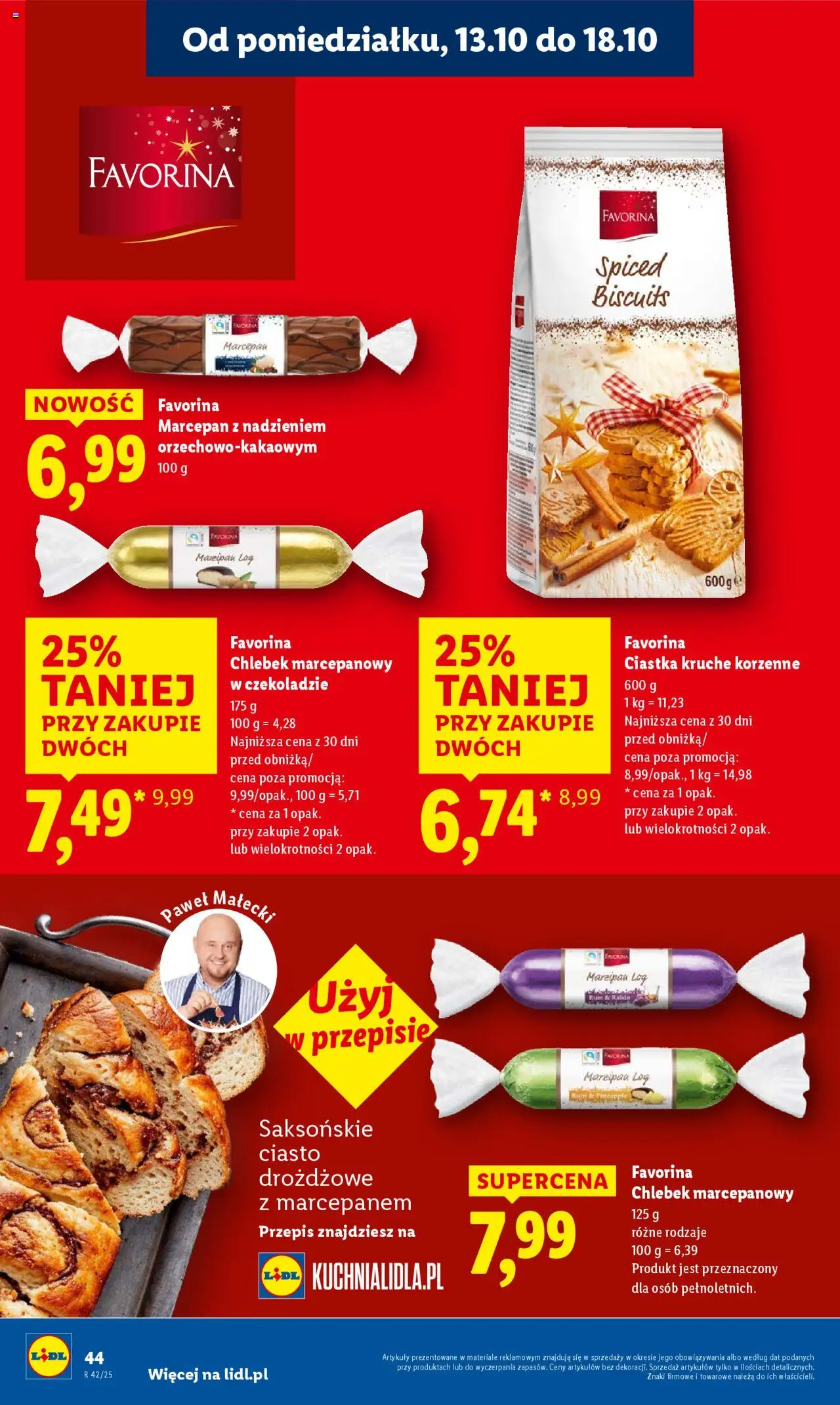Lidl Gazetka od 13.10.2025 | Strona: 44 | Produkty: Ciasto, Ciastka kruche, Ciastka, Marcepan