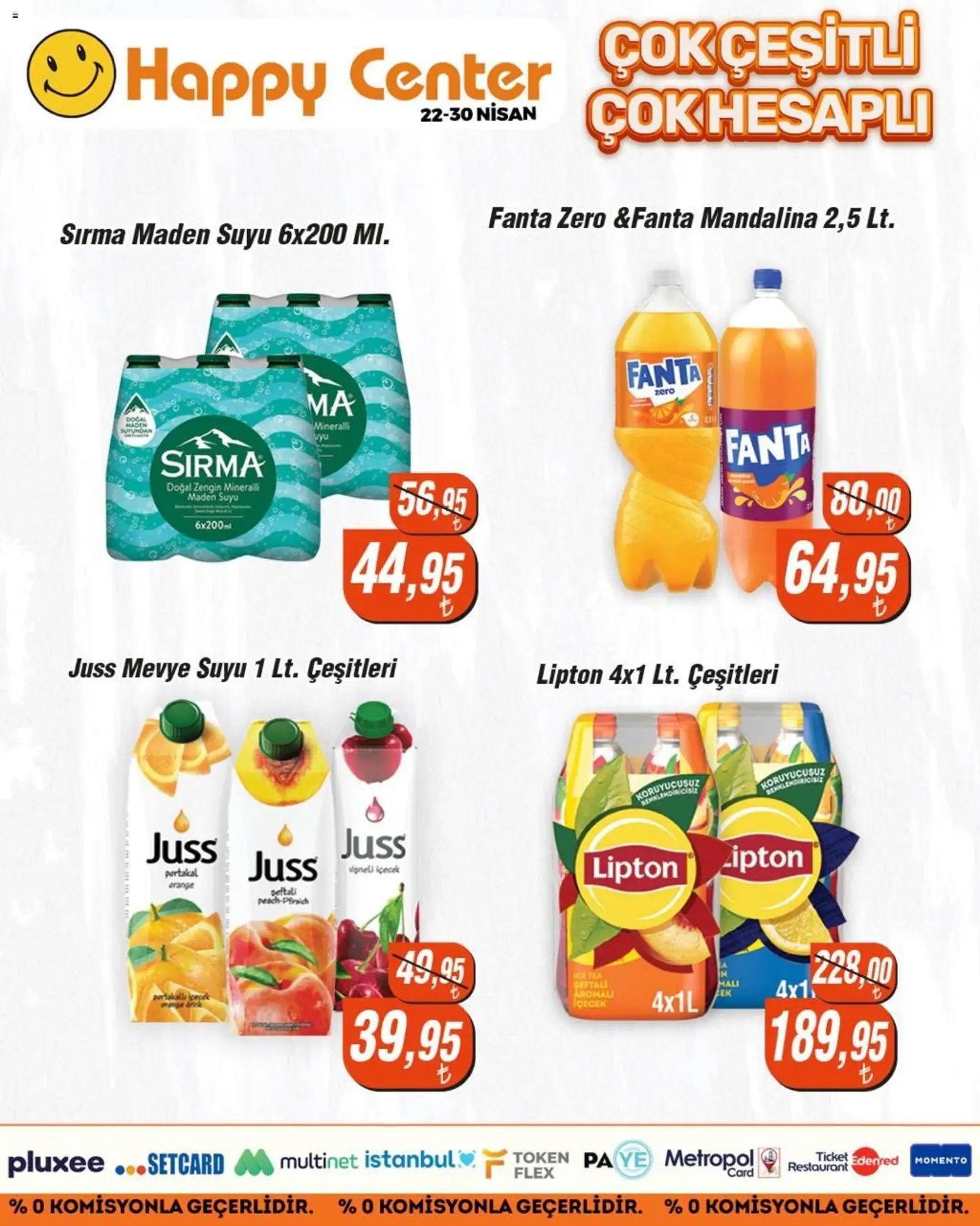 Happy Center Katalog - 22.04.2026 tarihinden itibaren geçerlidir | Sayfa: 18 | Ürünler: Mandalina, Şeftali, Maden suyu, Ice tea