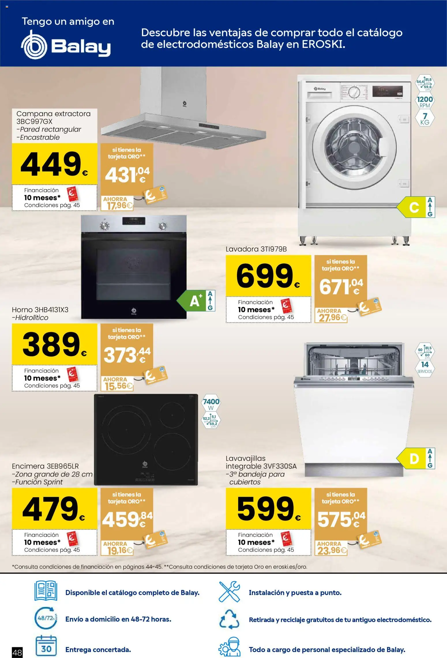 Eroski - Qué planazo │ válido desde el 26.03.2026 | Página: 48 | Productos: Lavadora, Horno, Lavavajillas, Bandeja