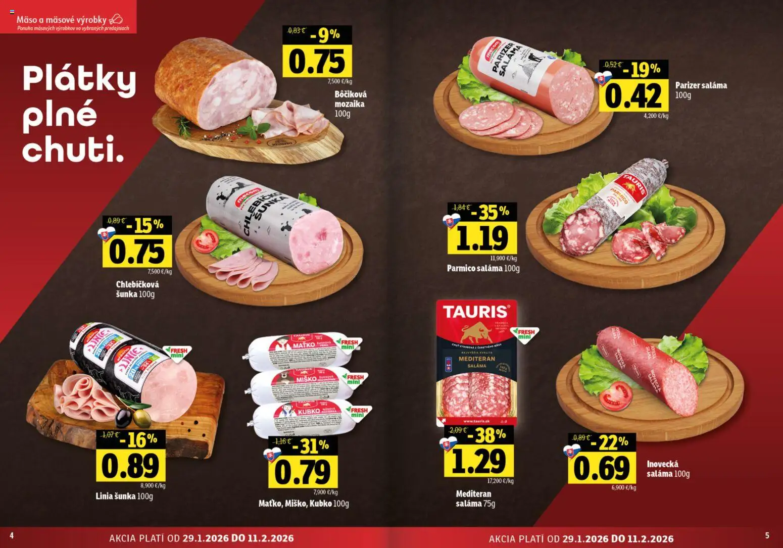 Nové Fresh akcie – leták je platný od 29.01.2026 | Strana: 3 | Produkty: Saláma, Šunka