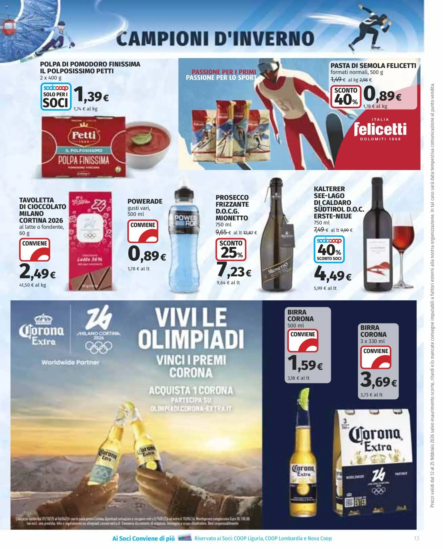 Volantino Ipercoop del 12.02.2026 | Pagina: 13 | Prodotti: Pomodoro, Latte, Pasta, Data