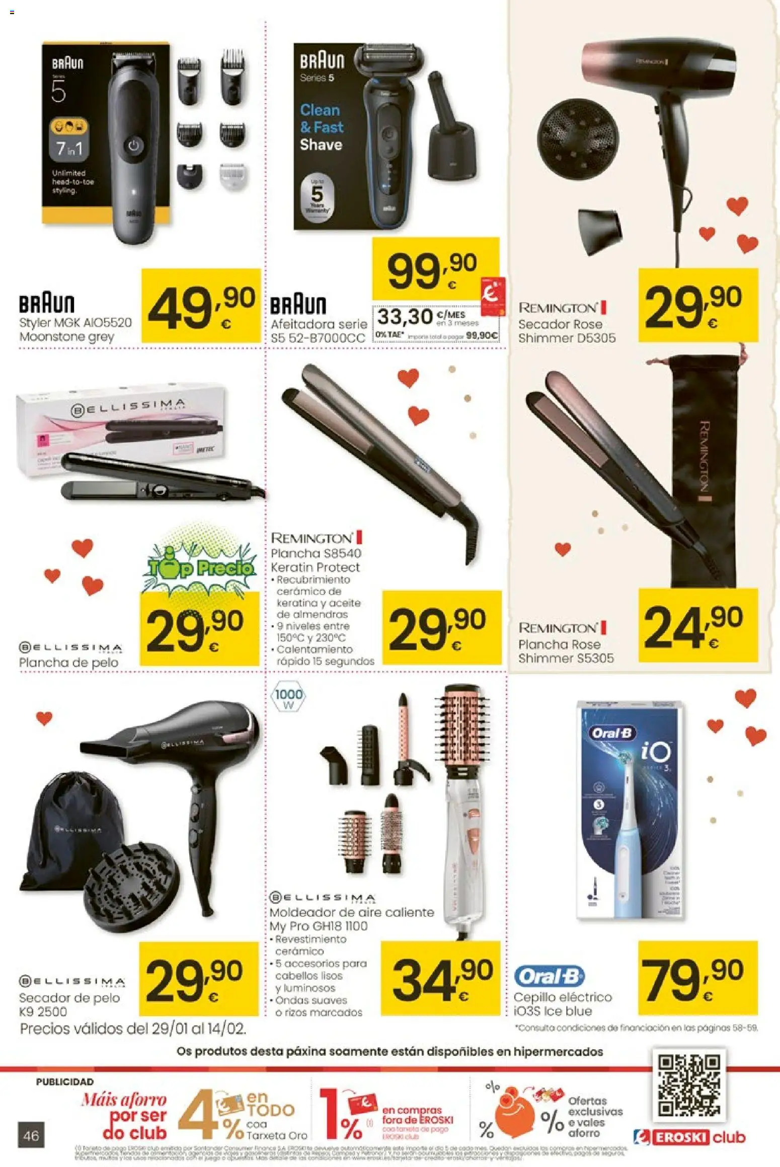 Eroski - Entroido do aforro │ válido desde el 29.01.2026 | Página: 46 | Productos: Cepillo, Afeitadora, Plancha, Secador de pelo