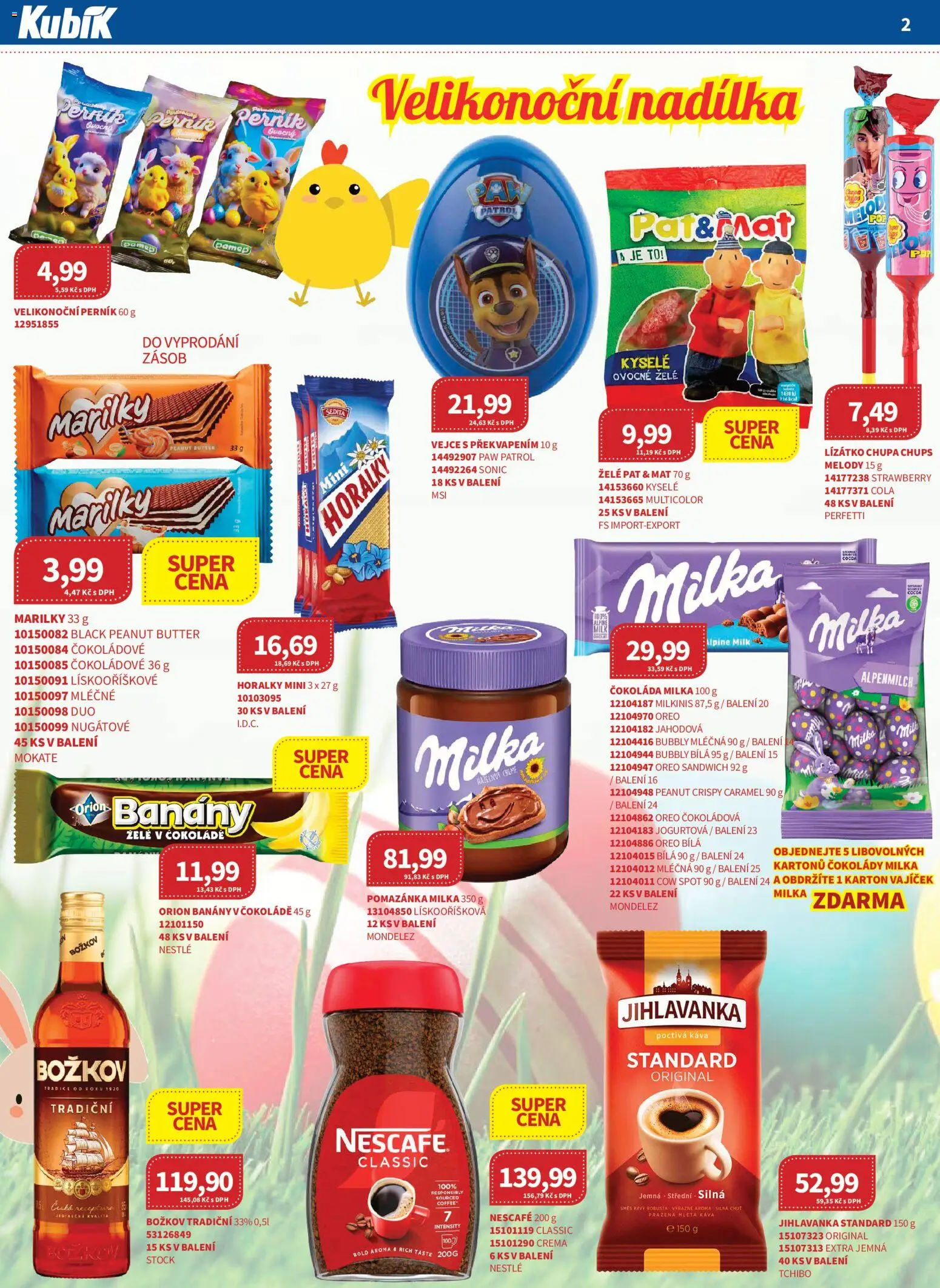 Kubík leták - Velkoobchod 03/2026 od 01.03.2026 | Strana: 2 | Produkty: Čokoláda milka, Nescafé, Pomazánka, Božkov