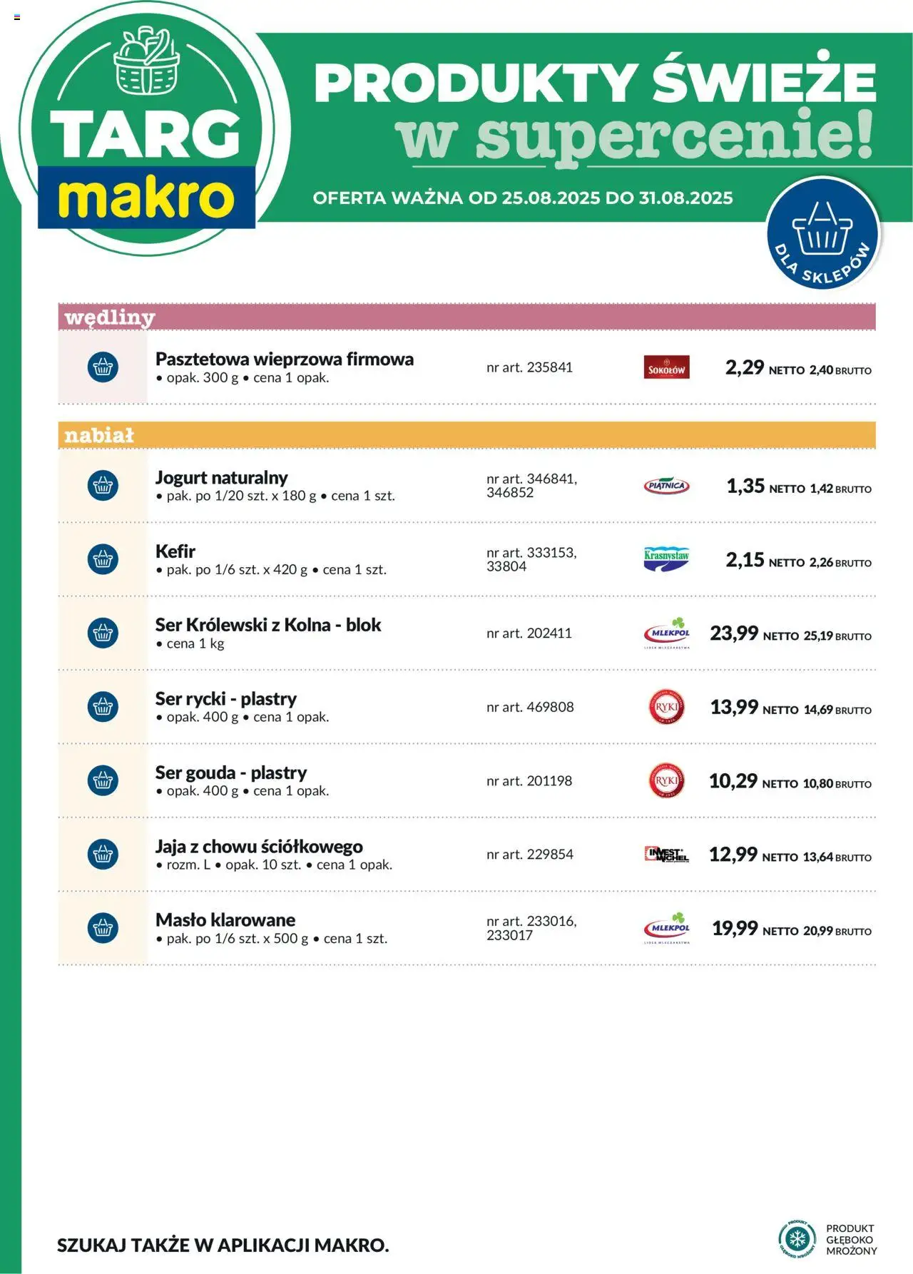 Makro Gazetka - Oferta świeża w super cenach od 25.08.2025 | Strona: 7 | Produkty: Kefir, Masło, Ser, Jogurt