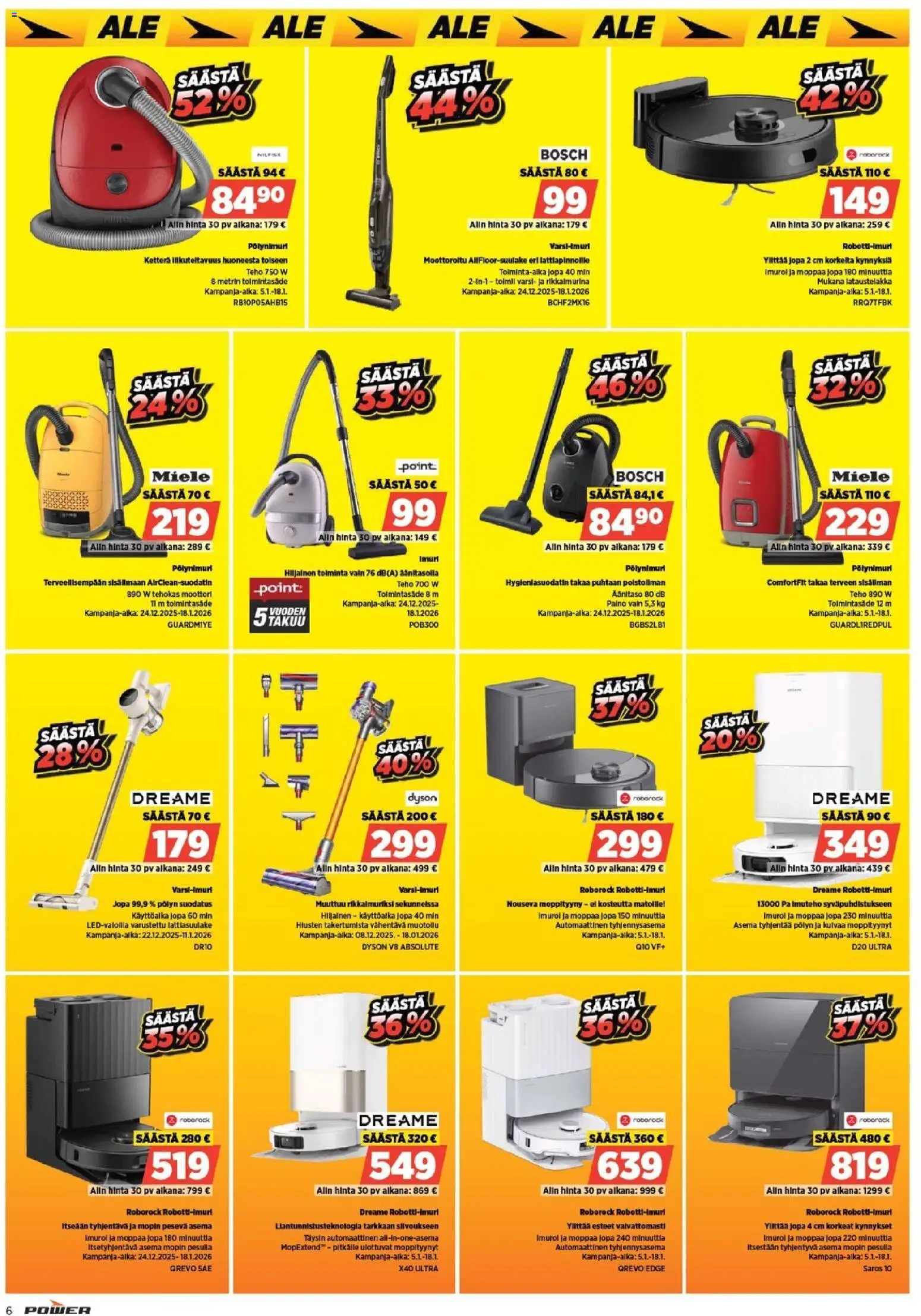 Power tarjoukset – voimassa 05.01.2026 alkaen | Sivu: 6 | Tuotteet: Imuri