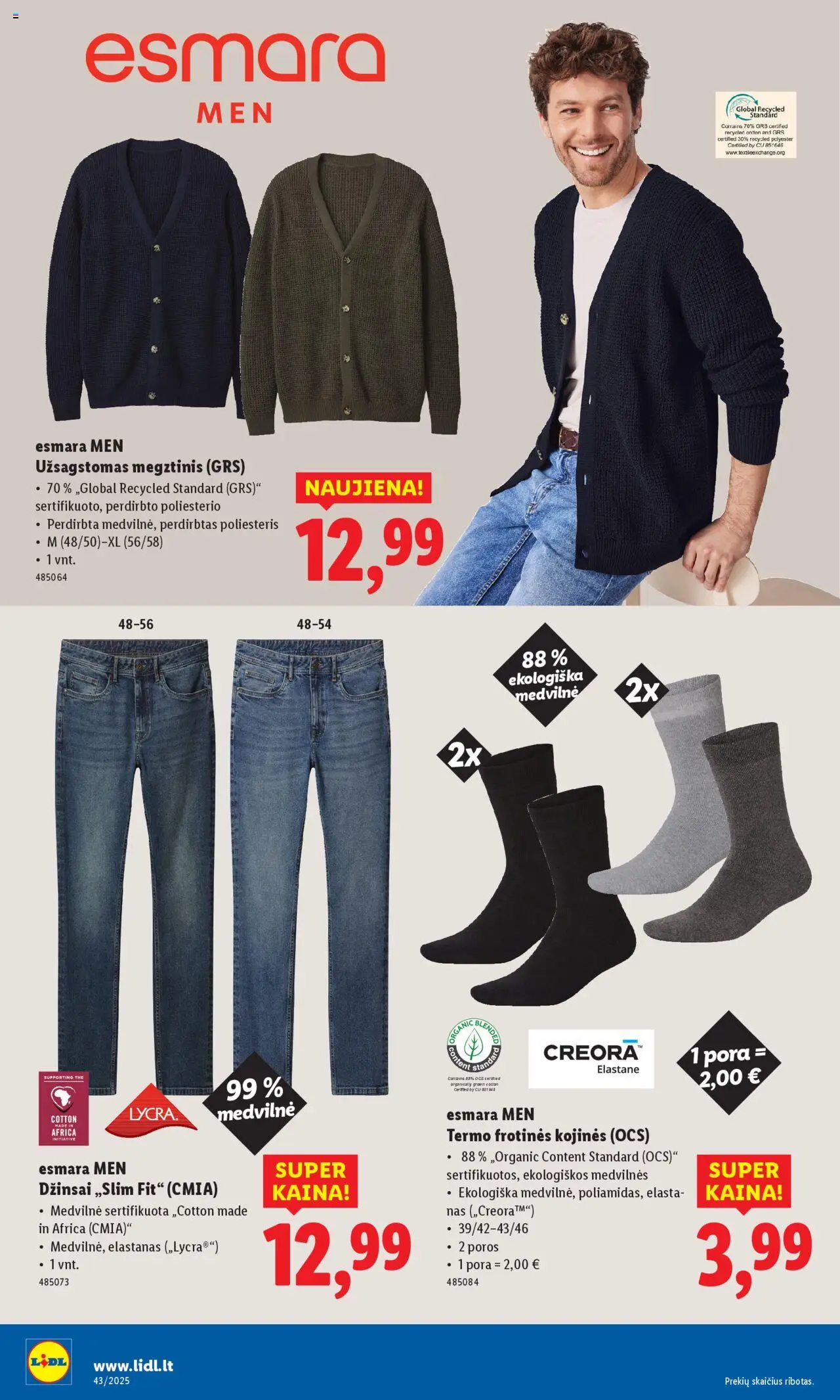 LIDL akcijos nuo 20.10.2025 | Puslapis: 14 | Prekių: Džinsai, Megztinis, Kojinės