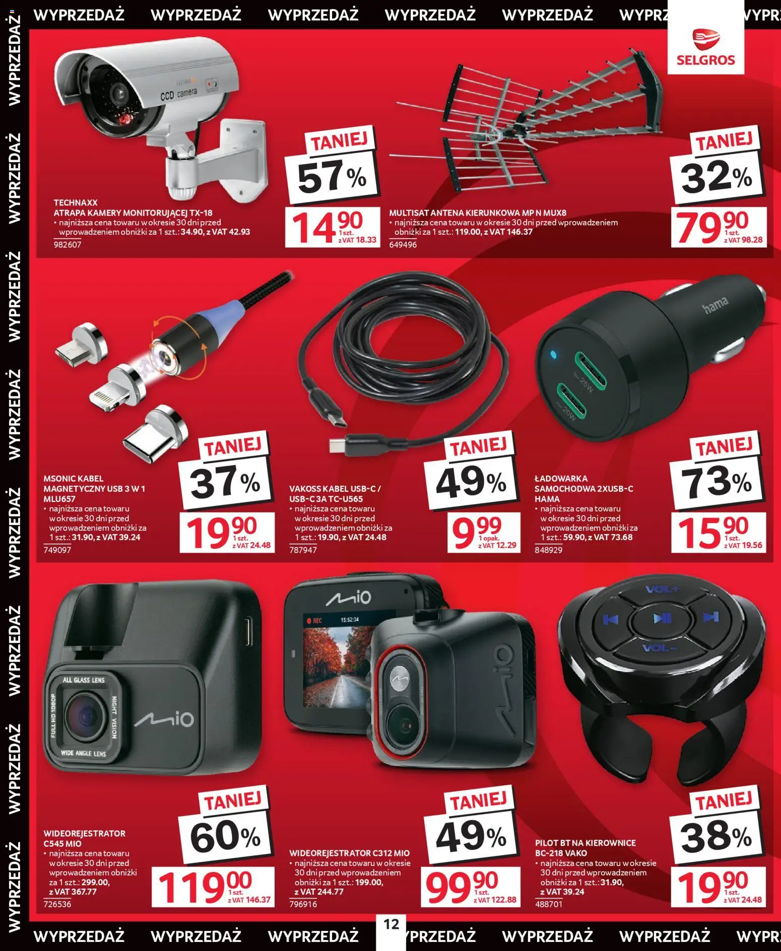 Selgros cash&carry Gazetka - Świąteczna Wyprzedaż od 08.01.2026 | Strona: 12 | Produkty: Kabel, Ładowarka, USB