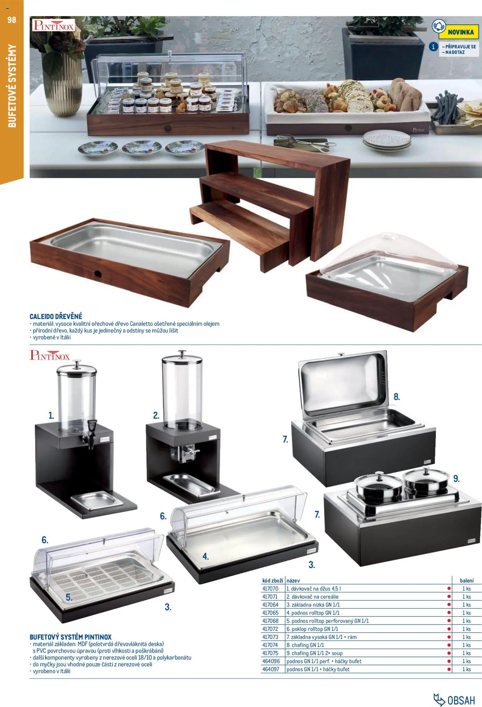 Makro leták - Gastro vybavení a zařízení od 01.02.2026 | Strana: 98 | Produkty: Podnos, Džus, Cereálie, Dávkovač