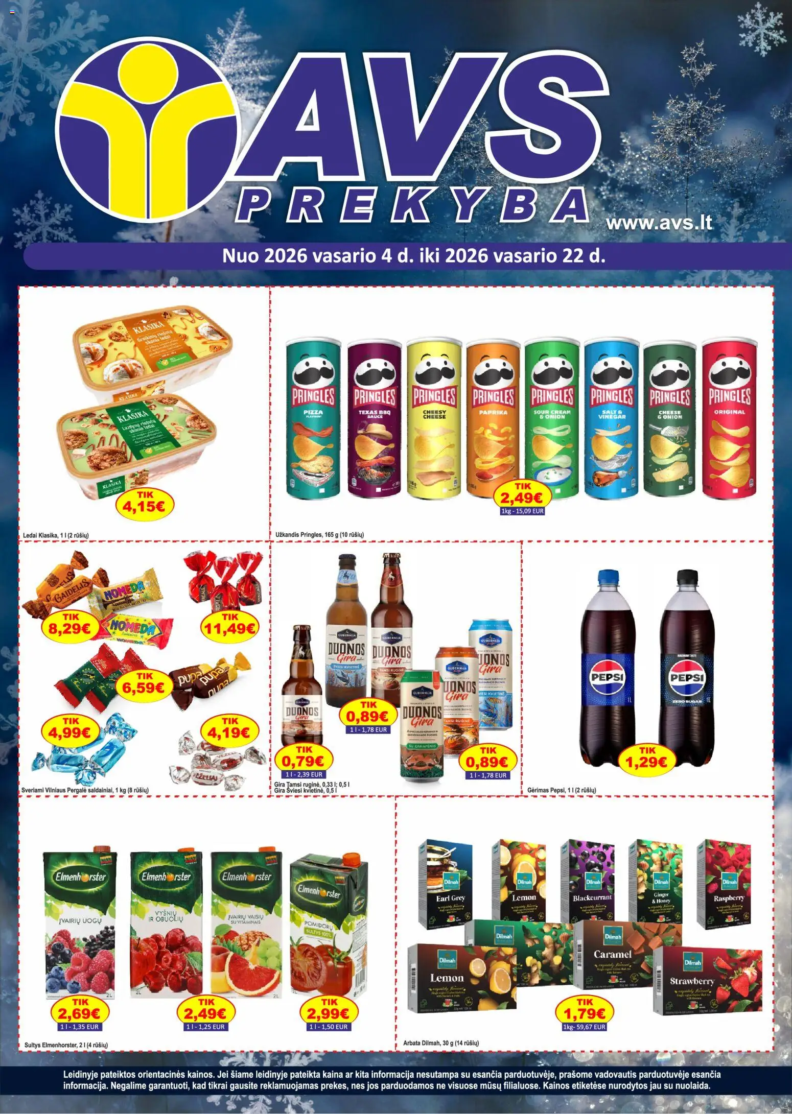 AVS akcijos nuo 04.02.2026 | Puslapis: 1 | Prekių: Paprika, Ledai, Sultys, Arbata