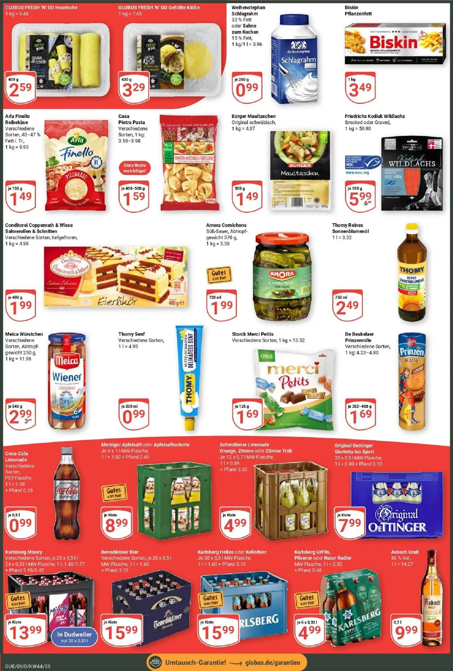 Globus prospekt Saarbrücken-Güdingen	 – gültig ab 26.10.2025 | Seite: 2 | Produkte: Gewicht, Bier, Burger, Maultaschen