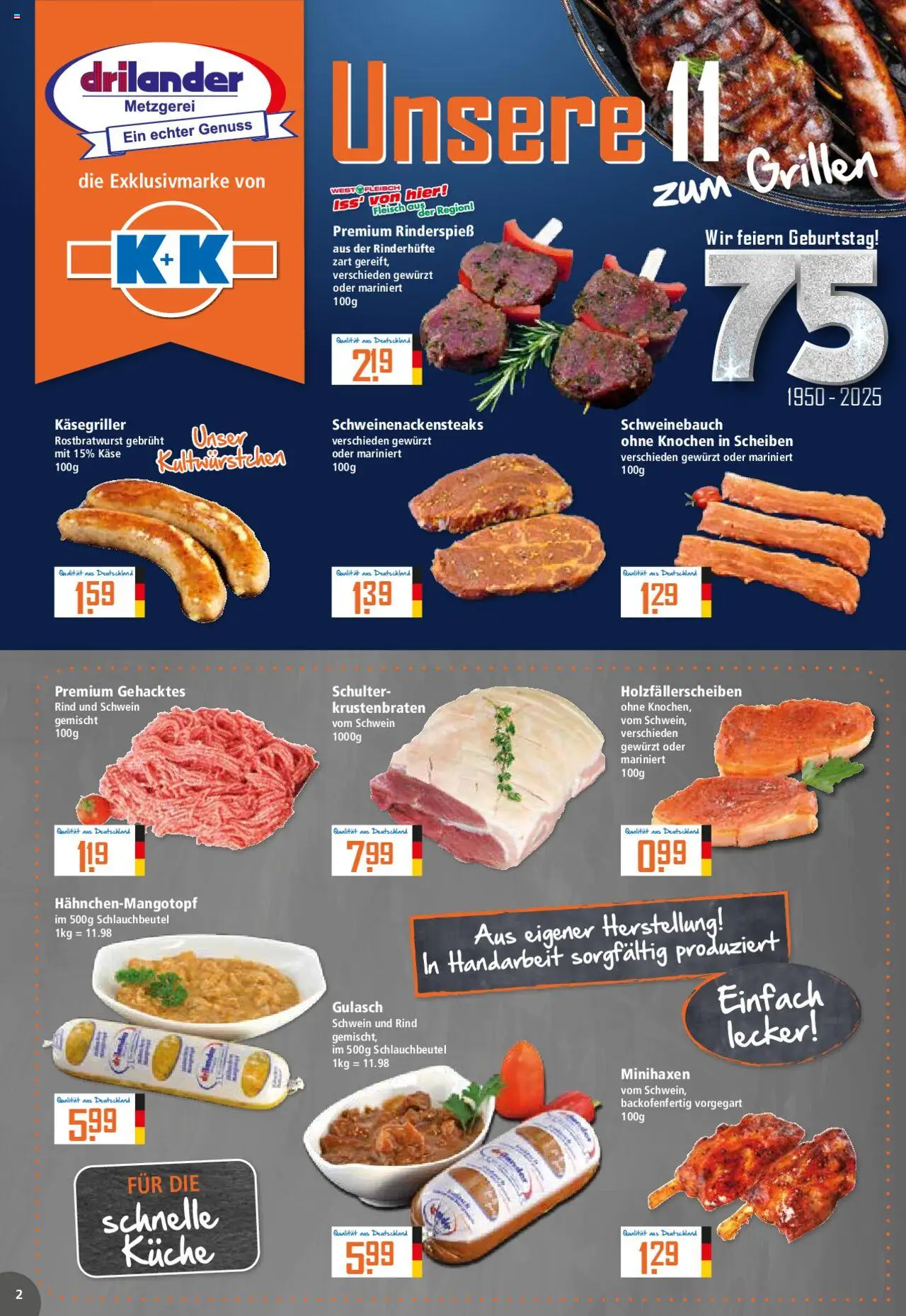 Klaas & Kock Prospekt 	 - gültig ab dem 21.07.2025 | Seite: 2 | Produkte: Schweinebauch, Küche, Krustenbraten, Fleisch