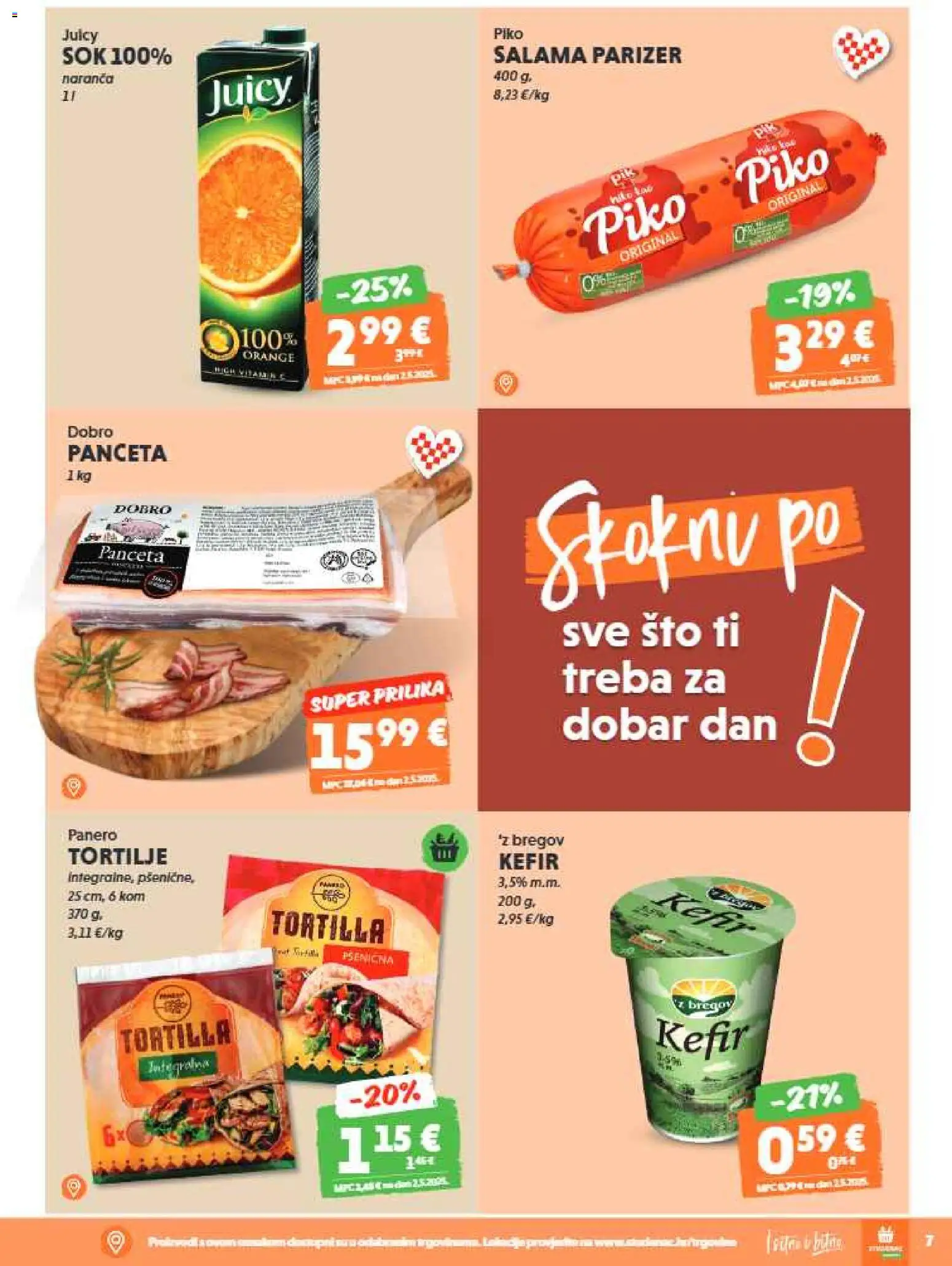 Studenac katalog | vrijedi od 25.03.2026 | Stranica: 7 | Proizvodi: Salama, Sok, Parizer, Tortilje