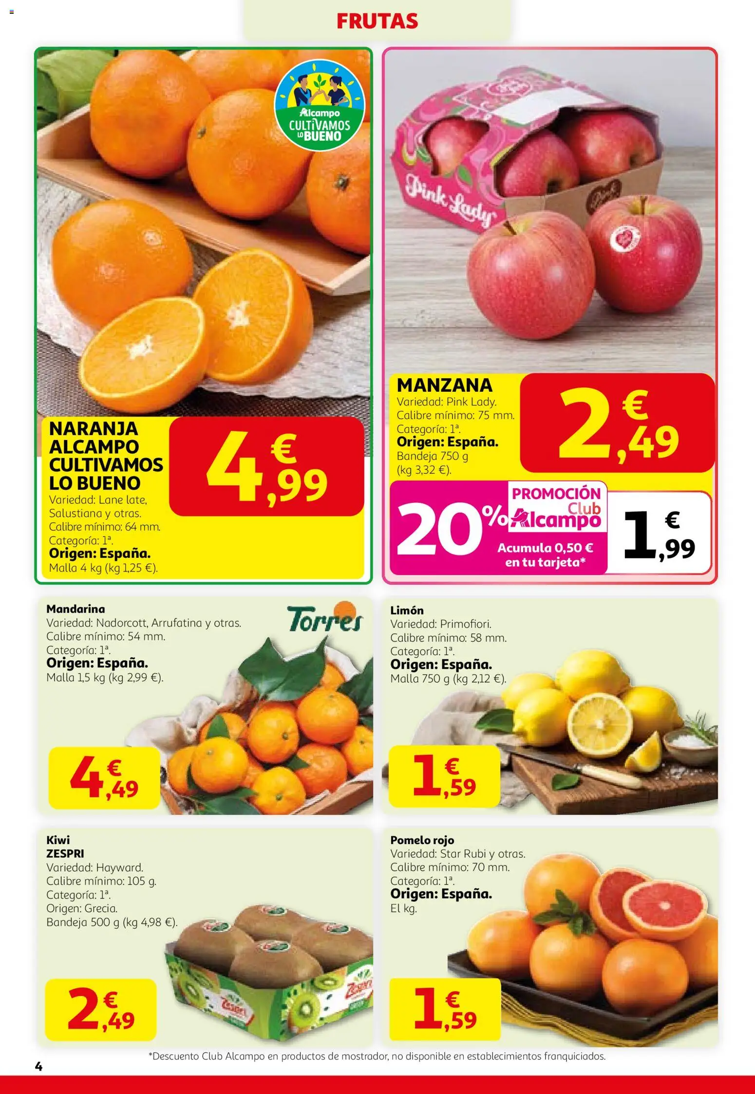 Alcampo folleto │ válido desde el 12.02.2026 | Página: 4 | Productos: Kiwi, Manzana, Bandeja