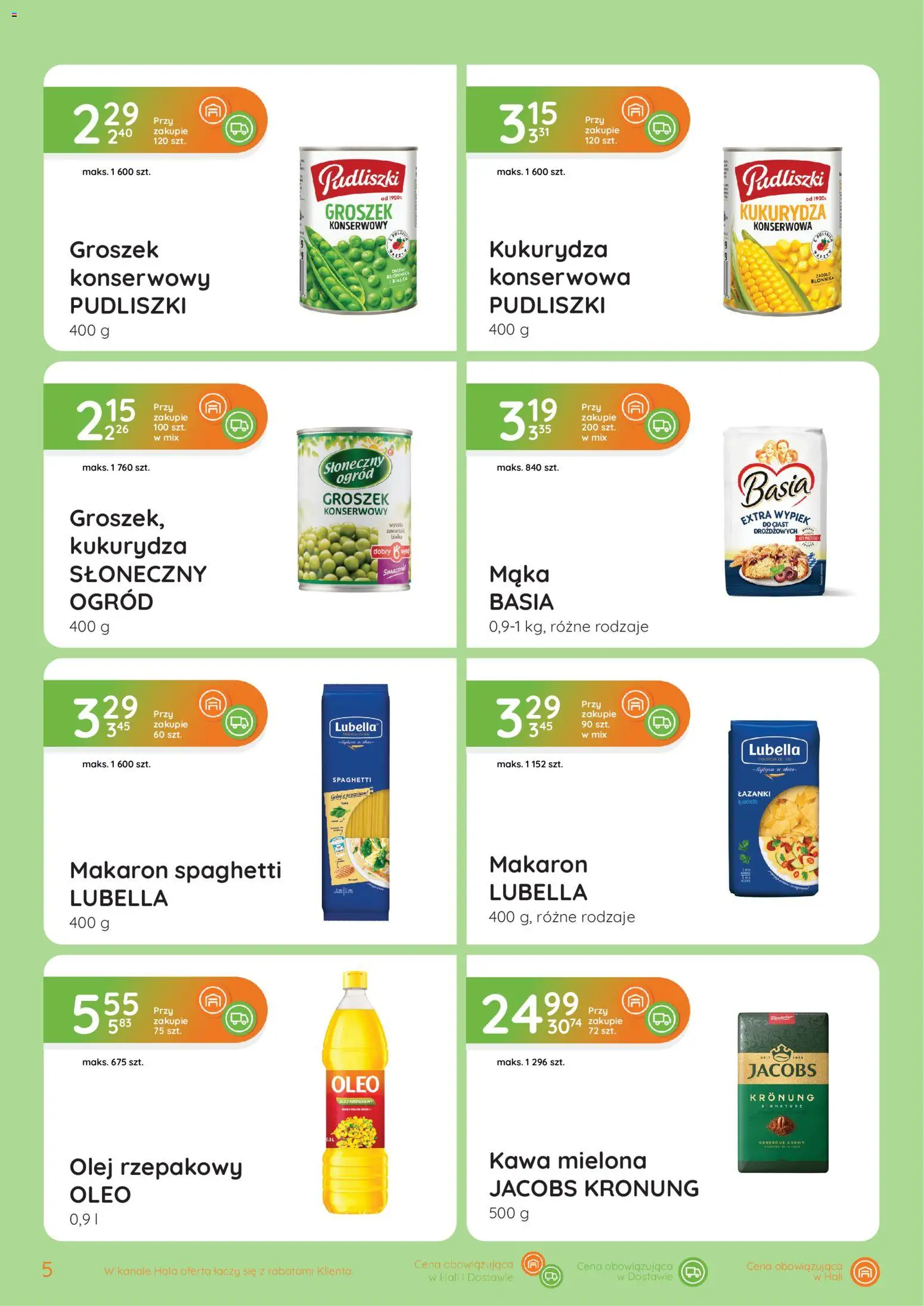 Eurocash gazetka - Wielkanoc od 02.03.2026 | Strona: 5 | Produkty: Groszek, Olej rzepakowy, Kawa, Makaron