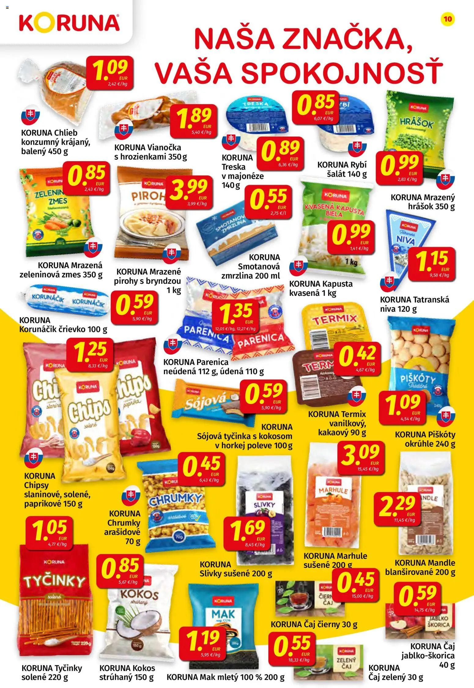 Nové Koruna akcie – leták je platný od 19.12.2025 | Strana: 10 | Produkty: Vianočka, Zmrzlina, Šalát, Treska