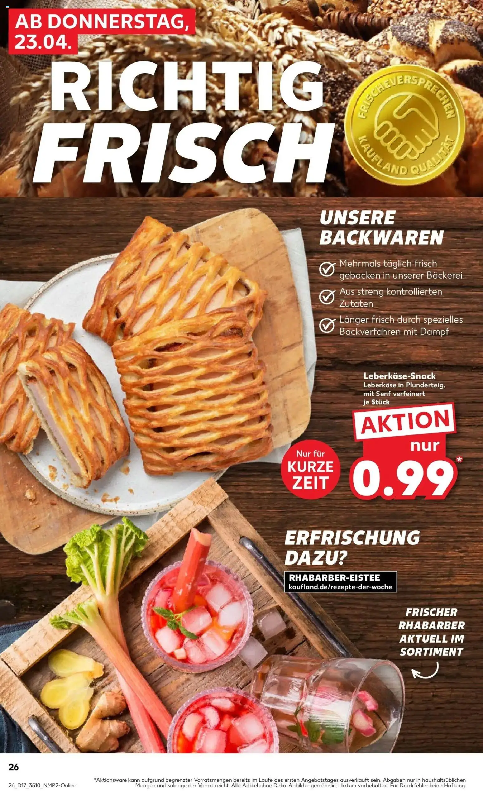 Kaufland Prospekt Weißenfels	 – gültig ab 23.04.2026 | Seite: 26 | Produkte: Bäckerei, Rhabarber, Leberkase