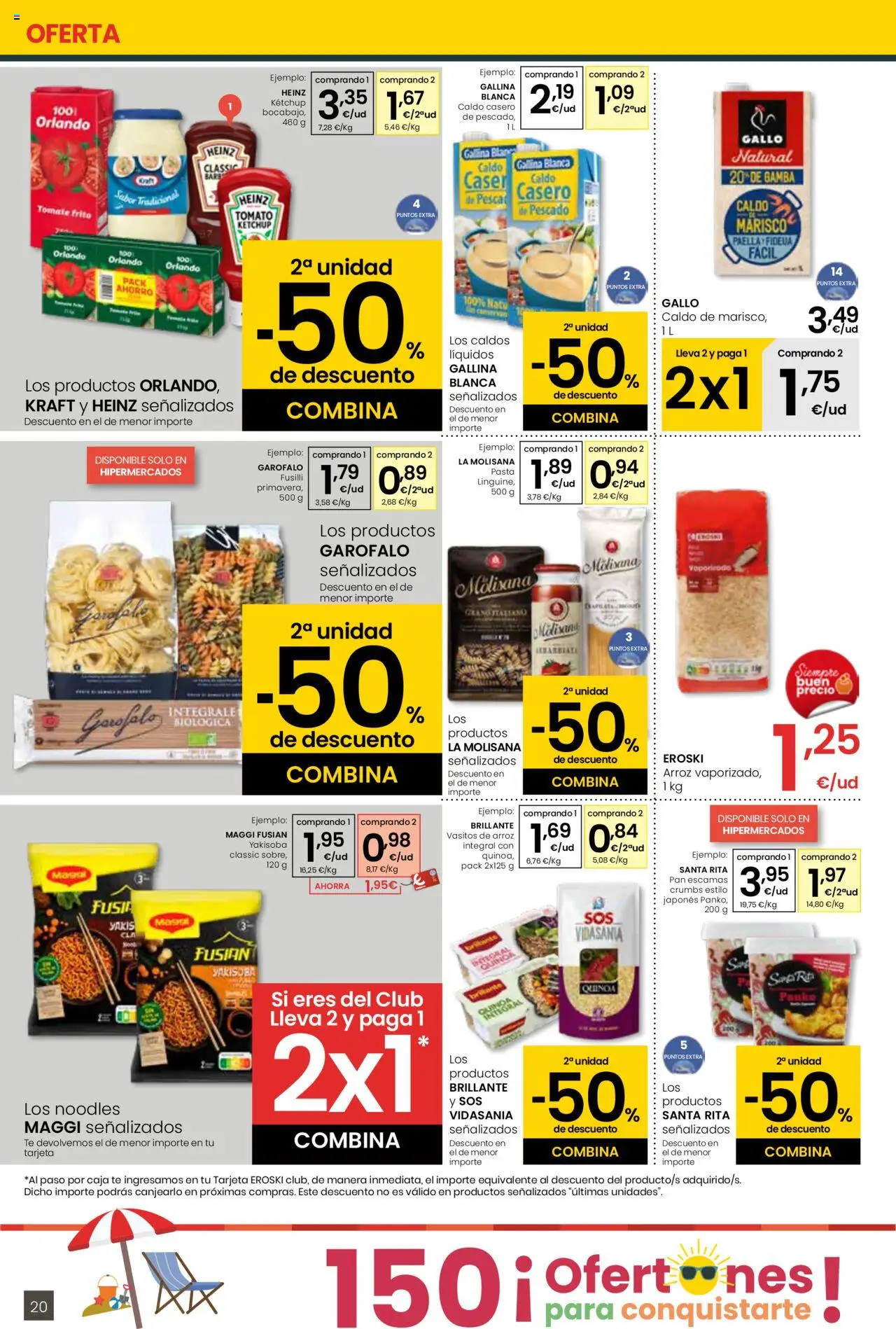 Eroski - Para conquistarte │ válido desde el 14.08.2025 | Página: 20 | Productos: Pan, Pescado, Pasta, Caja