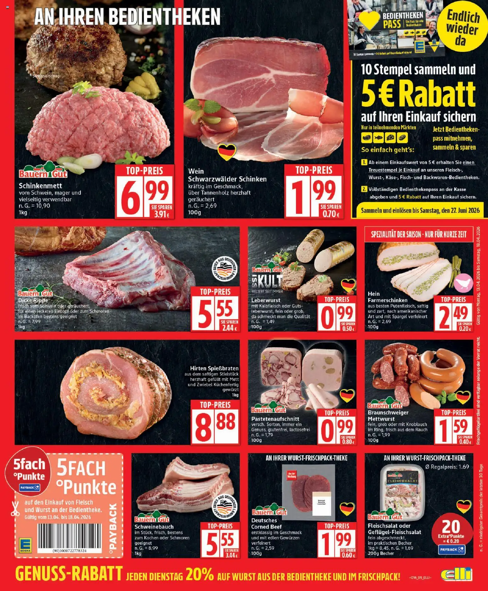 Elli Markt Prospekt 	 – gültig ab 13.04.2026 | Seite: 5 | Produkte: Wurst, Knoblauch, Wein, Fleisch