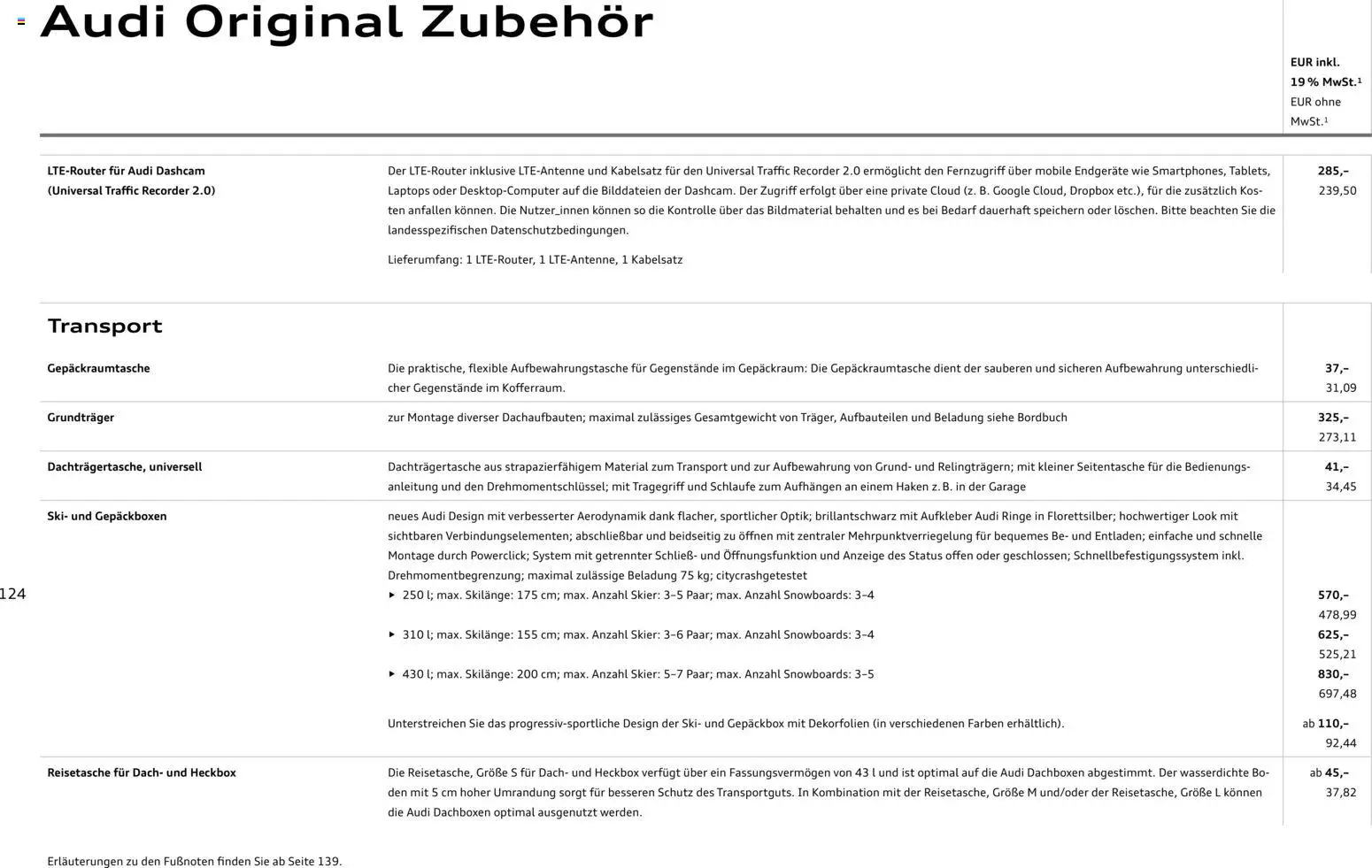Audi Q3 – gültig ab 09.01.2025 | Seite: 124 | Produkte: Ski, Reisetasche