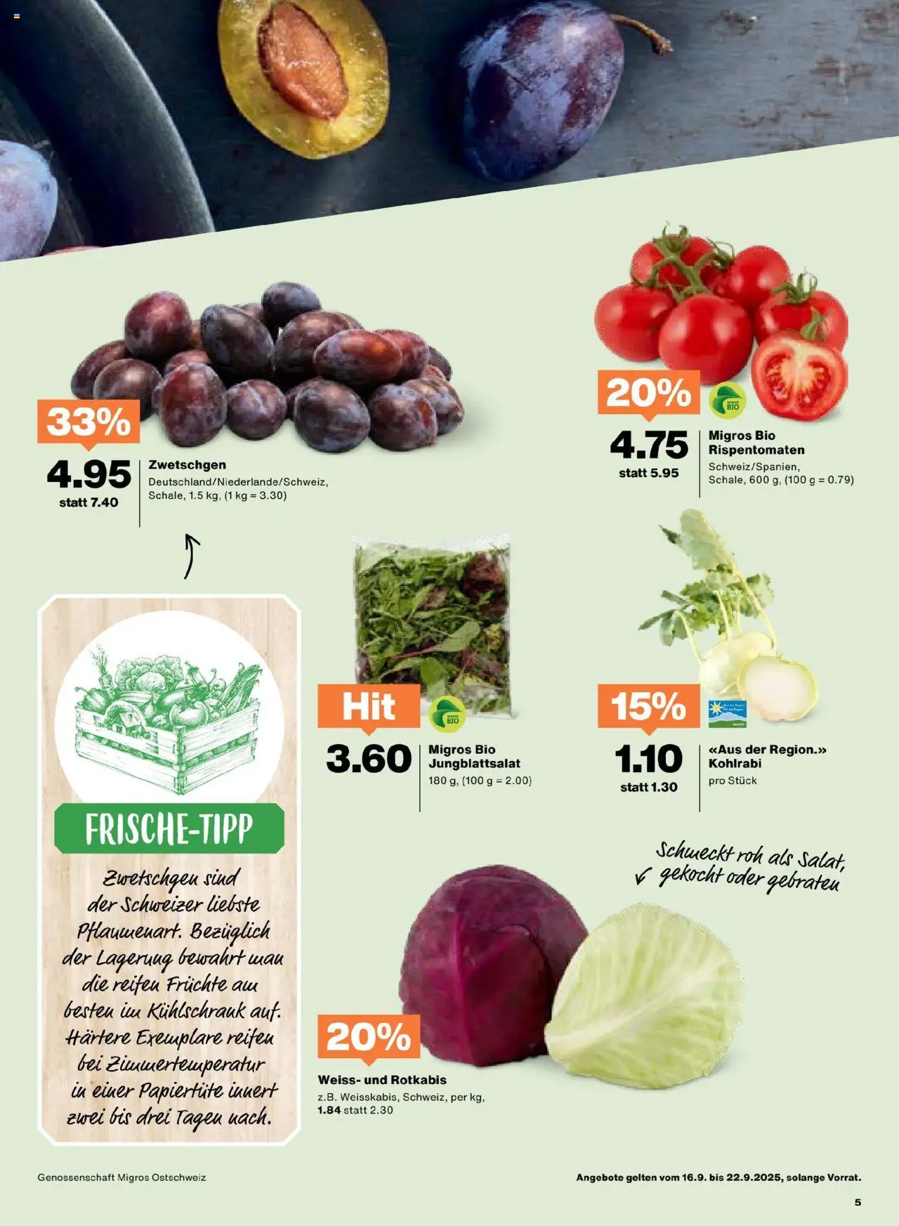 Migros Aktionen – gültig ab 16.09.2025 | Seite: 5 | Produkte: Zwetschgen, Früchte, Kühlschrank