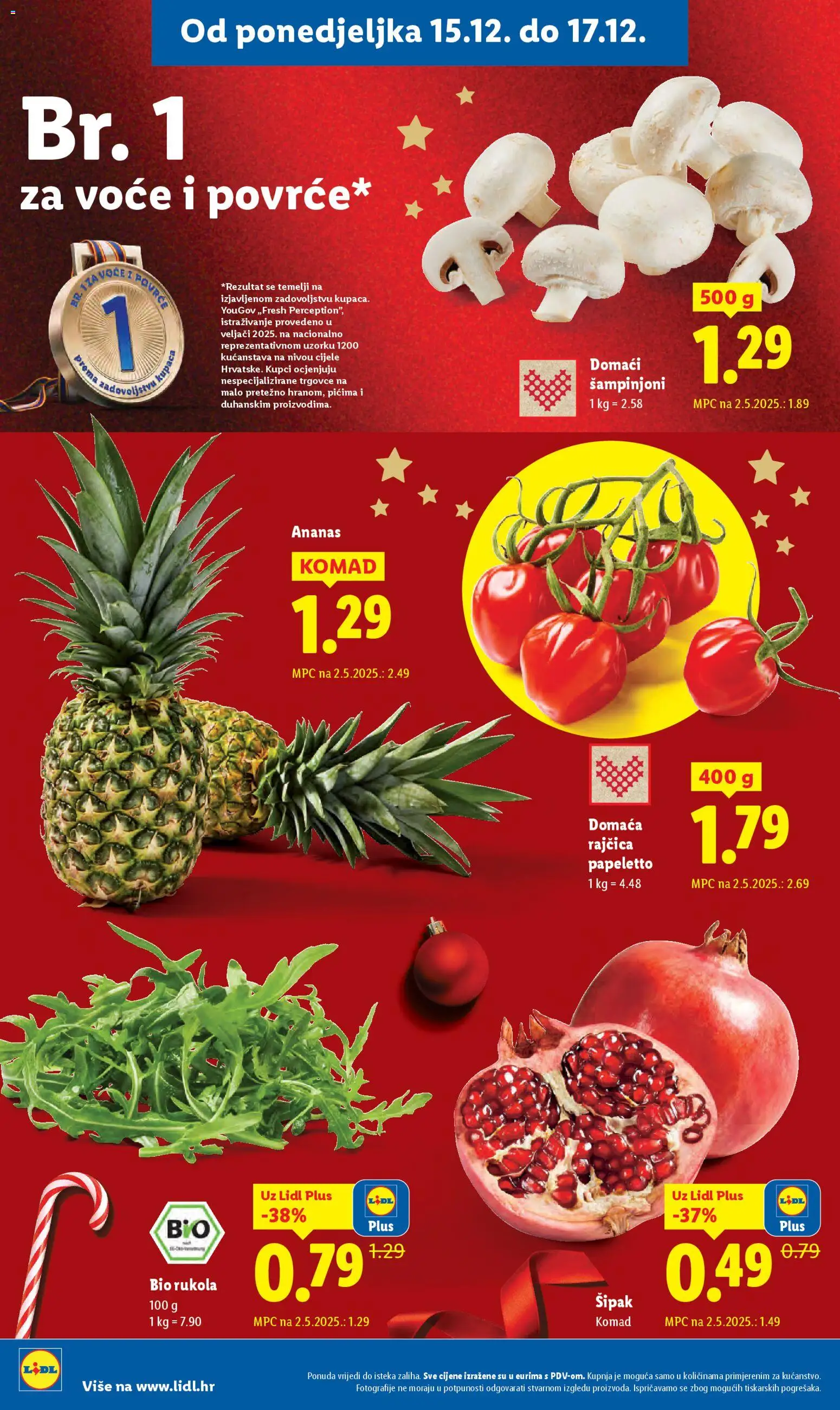Lidl katalog | vrijedi od 15.12.2025 | Stranica: 2 | Proizvodi: Šampinjoni, Povrće, Voće, Rajčica