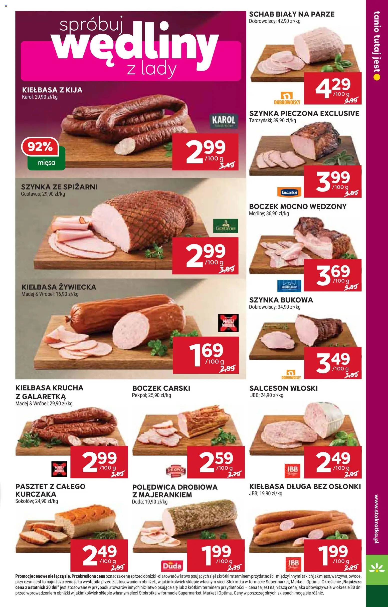 Stokrotka Gazetka od 22.01.2026 | Strona: 9 | Produkty: Kiełbasa, Schab, Stokrotka, Wędliny