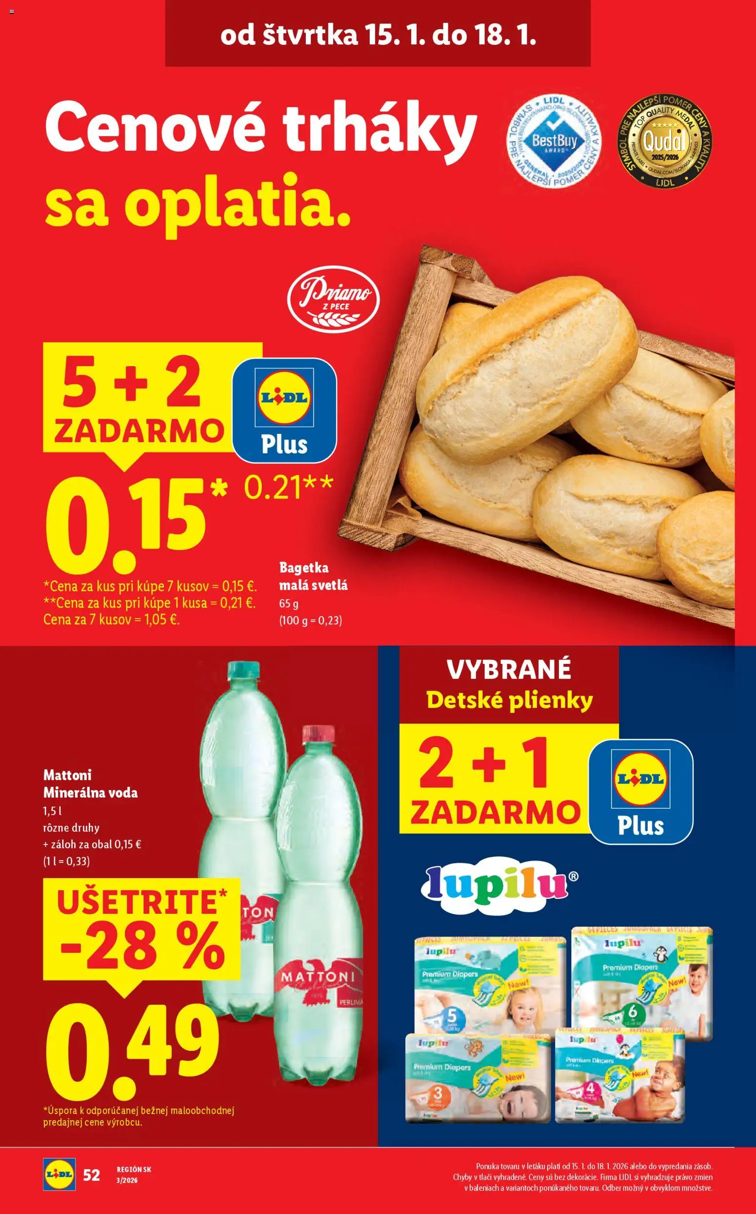 Nové Lidl akcie – leták je platný od 12.01.2026 | Strana: 54 | Produkty: Mattoni, Minerálna voda, Plienky, Svetlá