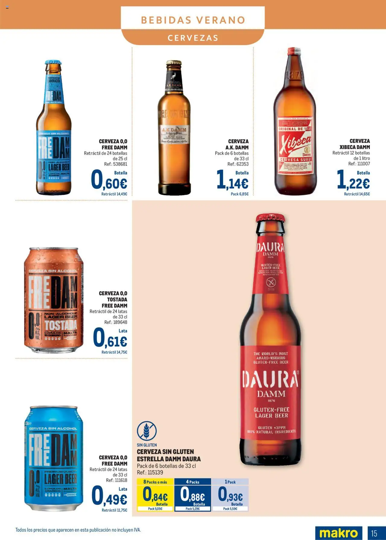 Makro - Bebidas Especial Verano Cataluña │ válido desde el 04.08.2025 | Página: 15 | Productos: Cerveza sin alcohol, Cerveza