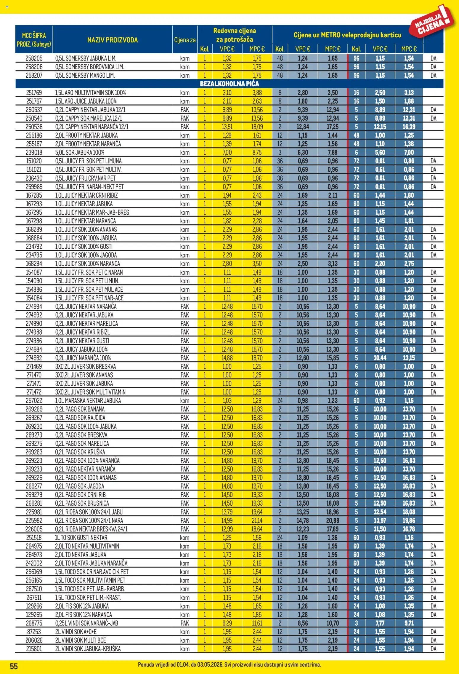Metro katalog | vrijedi od 01.04.2026 | Stranica: 55 | Proizvodi: Mango, Rajčica, Somersby, Jabuka