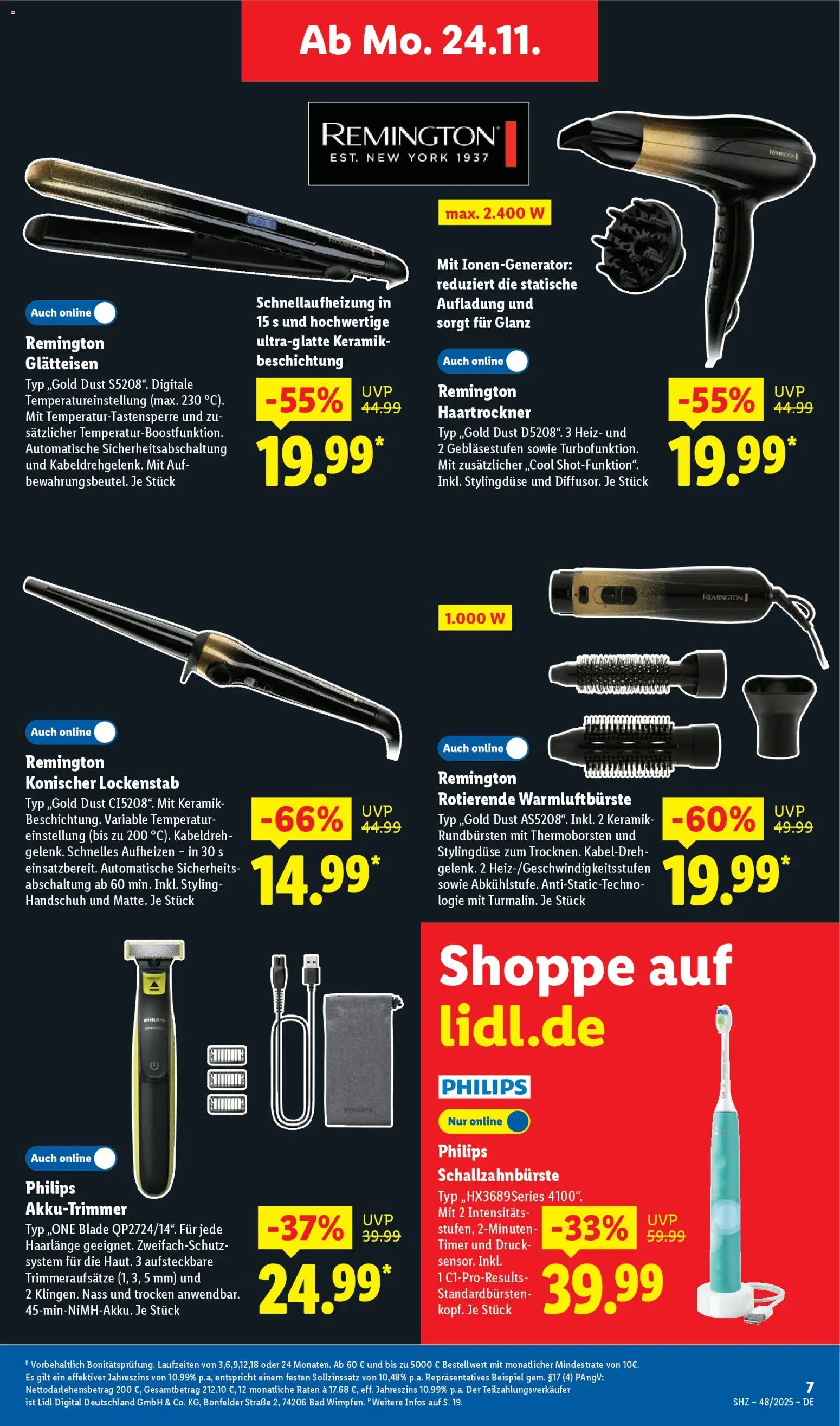 Lidl Prospekt Holzminden – gültig ab 24.11.2025 | Seite: 7 | Produkte: Philips, Lockenstab, Haartrockner, Glätteisen