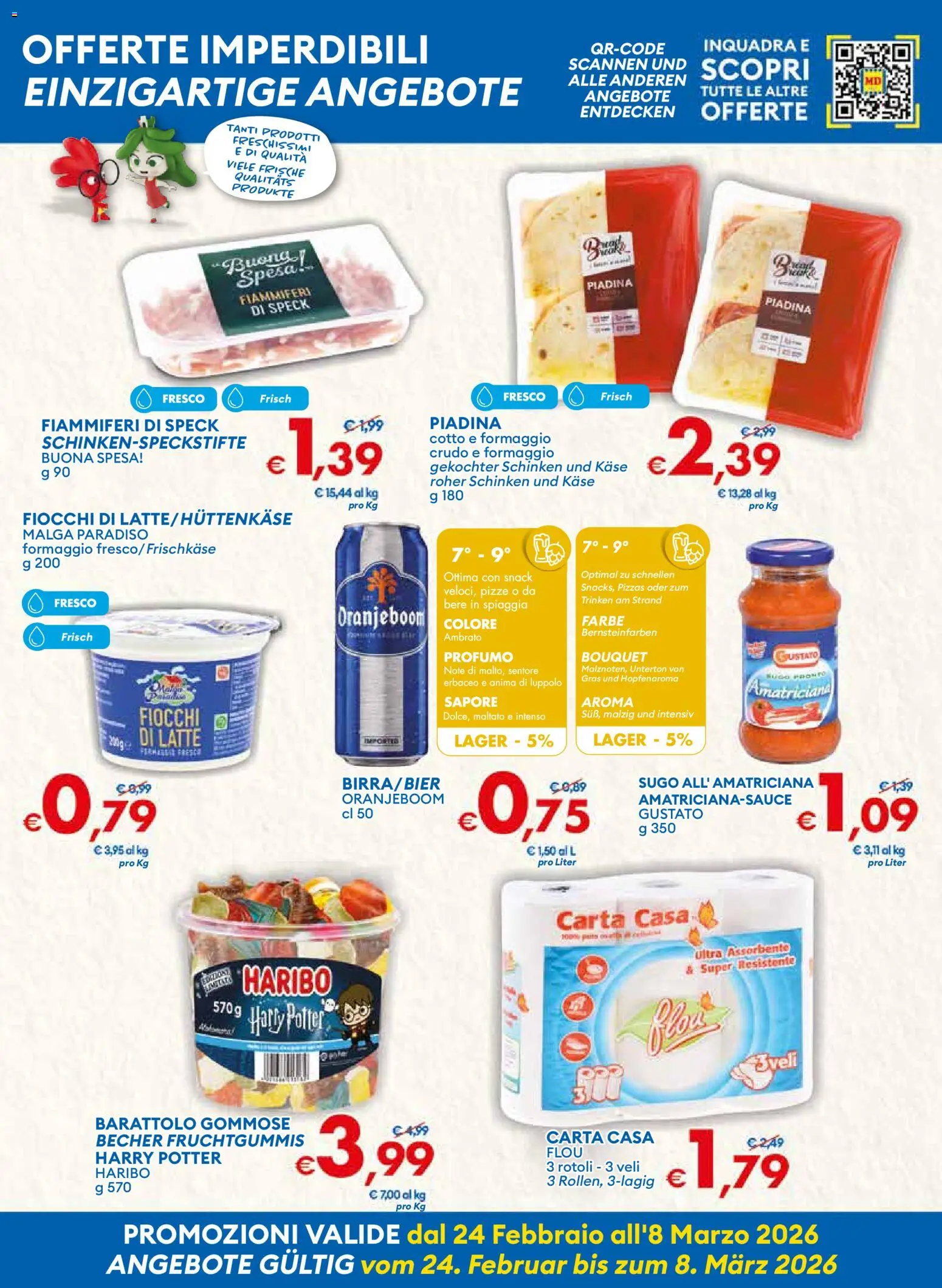 Volantino MD Discount del 24.02.2026 | Pagina: 3 | Prodotti: Speck, Fiocchi, Latte, Piadina