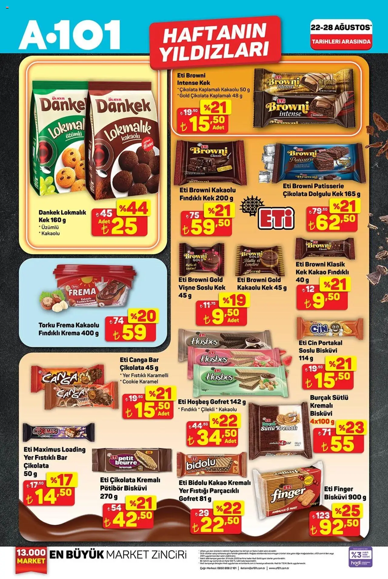 A101 Katalog - 22.08.2025 tarihinden itibaren geçerlidir | Sayfa: 3 | Ürünler: Gofret, Cin, Krema, Yer fıstığı