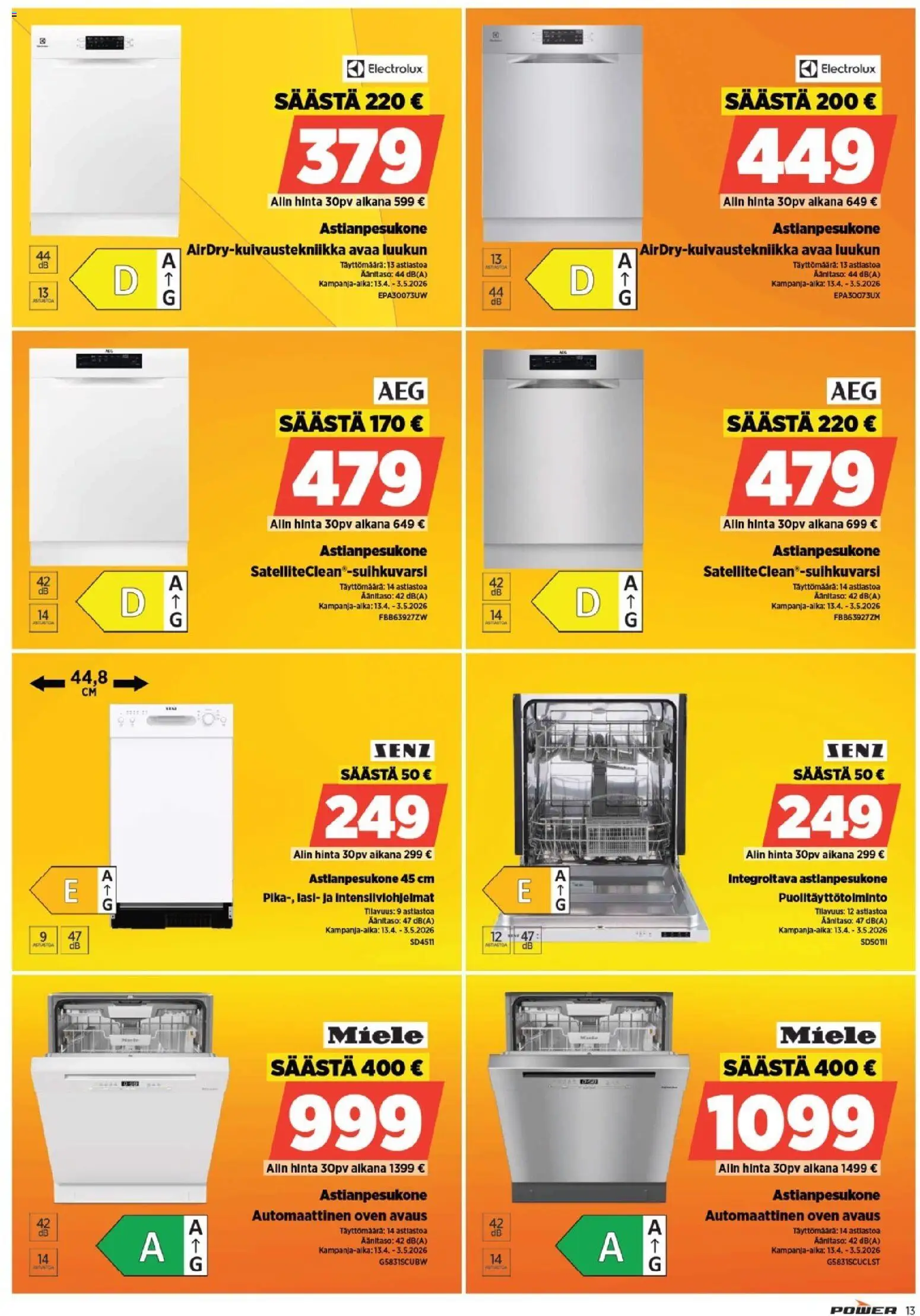 Power tarjoukset – voimassa 13.04.2026 alkaen | Sivu: 13 | Tuotteet: Astianpesukone