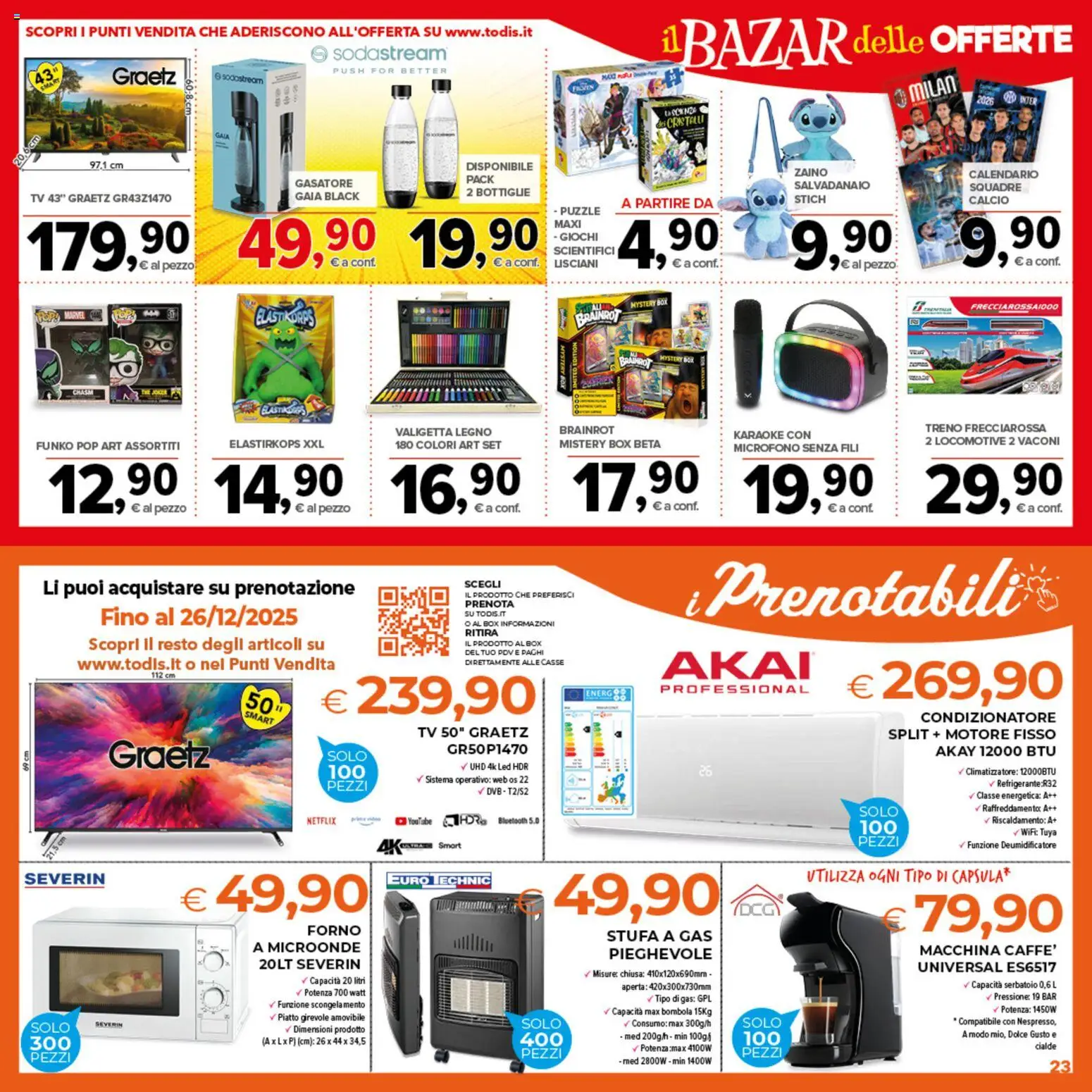 Volantino Todis del 11.12.2025 | Pagina: 23 | Prodotti: Microonde, Gasatore, Climatizzatore, smart TV